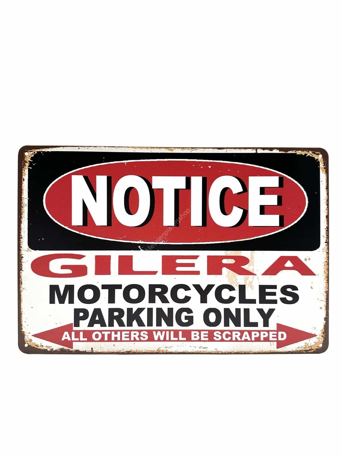 Metalen Wandbord - Notice - Gilera - Motorcycles Parking Only