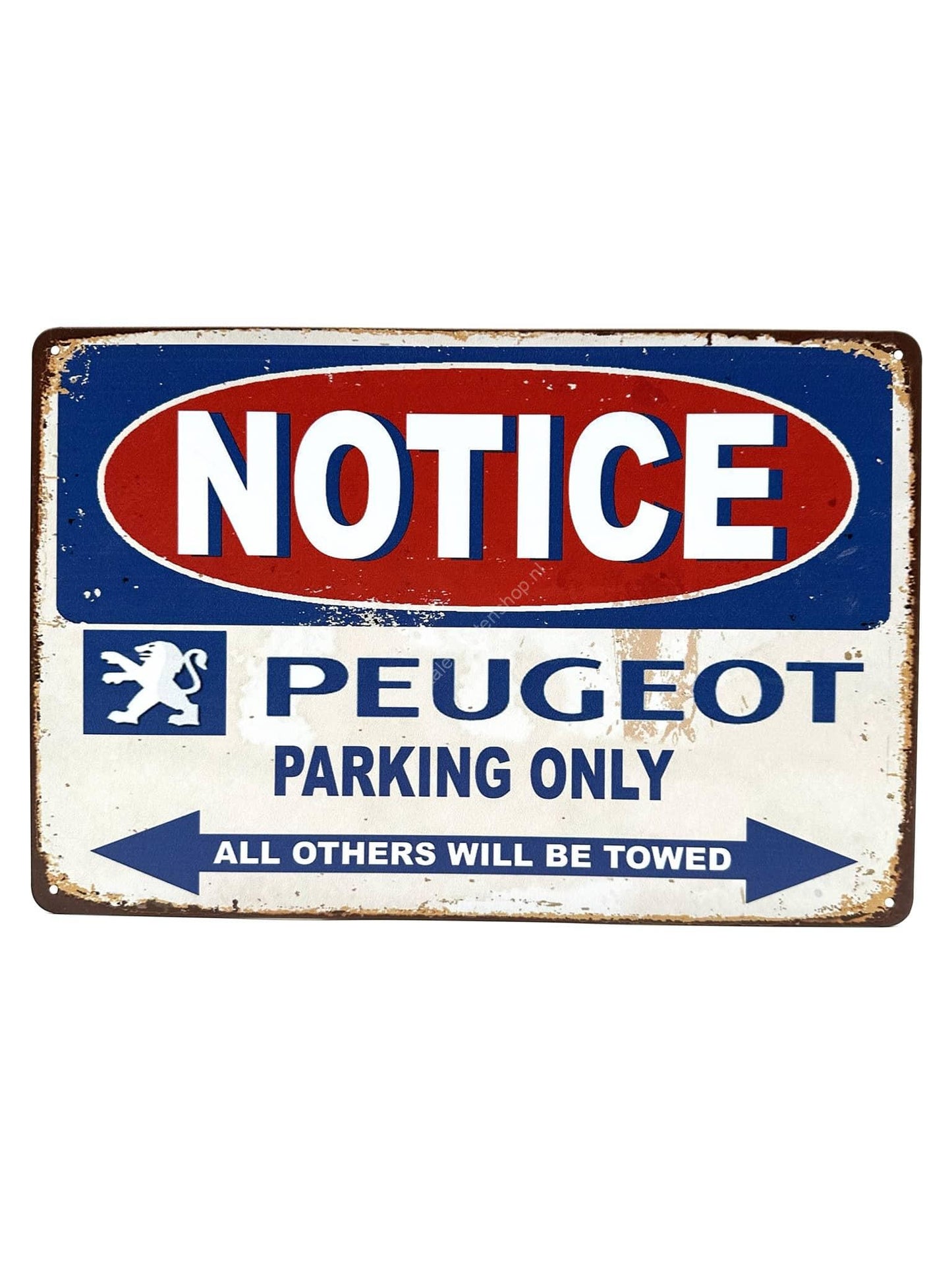 Metalen Wandbord - Notice - Peugeot - Parking Only