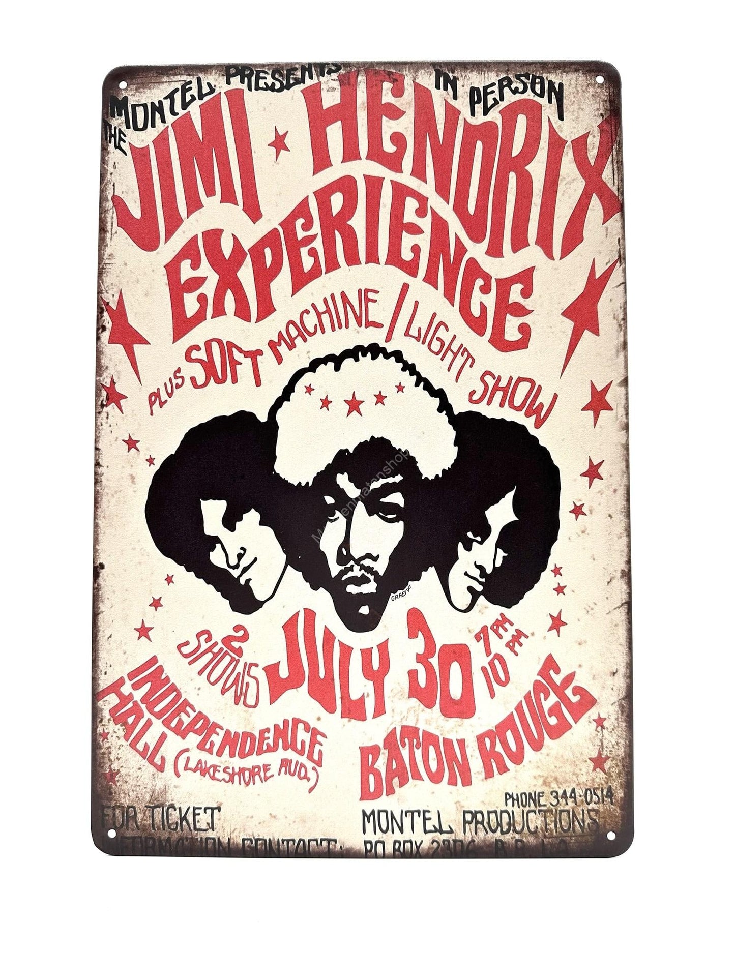 Metalen Wandbord - Jimi Hendrix - Experience - July 30