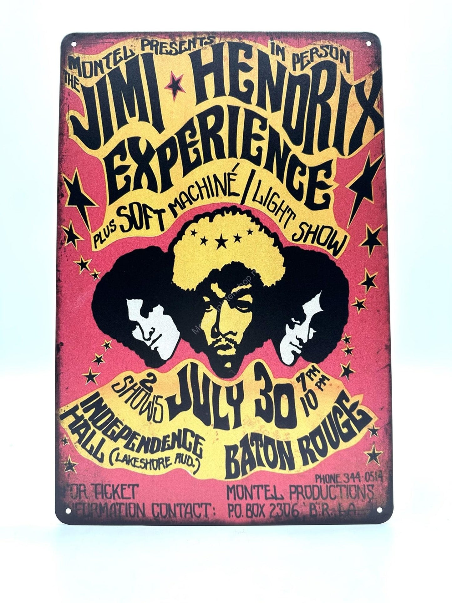 Wandschild aus Metall – Jimi Hendrix Experience – Baton Rouge