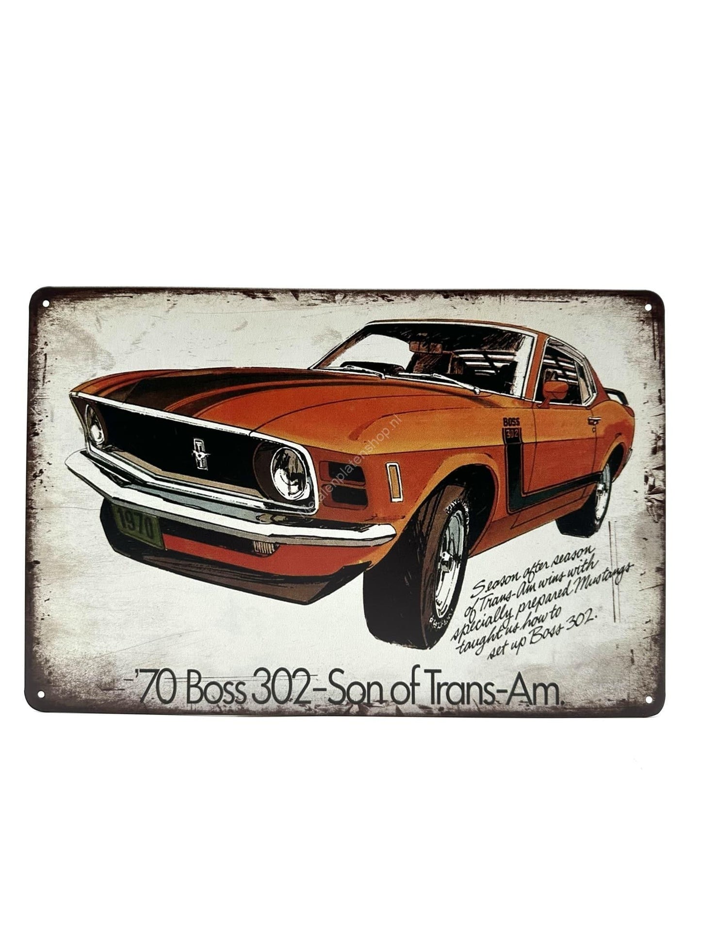 Metal Wall Sign - Ford Mustang - 70 Boxss 302-Son or Trans-Am