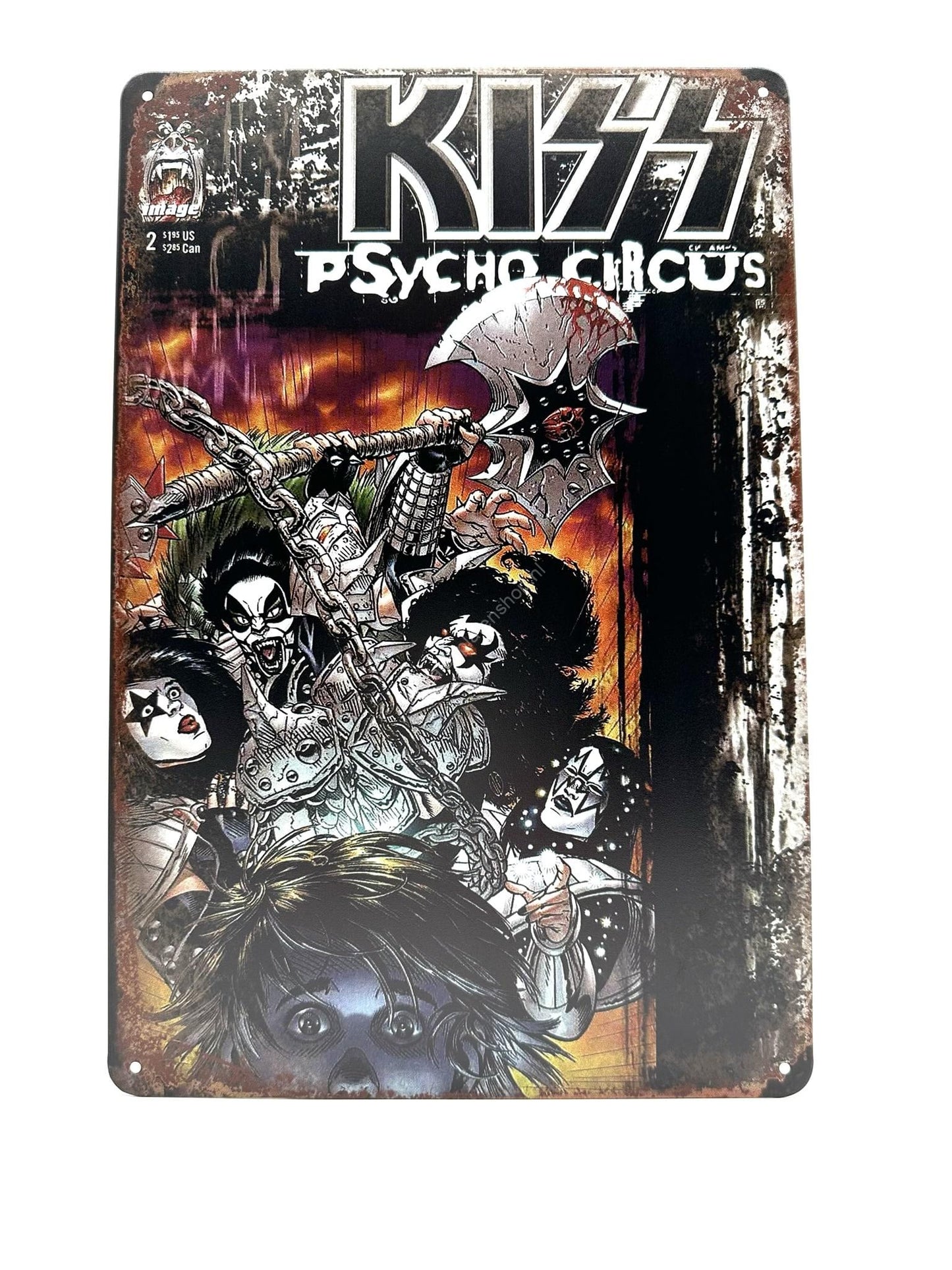 Wandschild aus Metall – KISS Psycho Circus