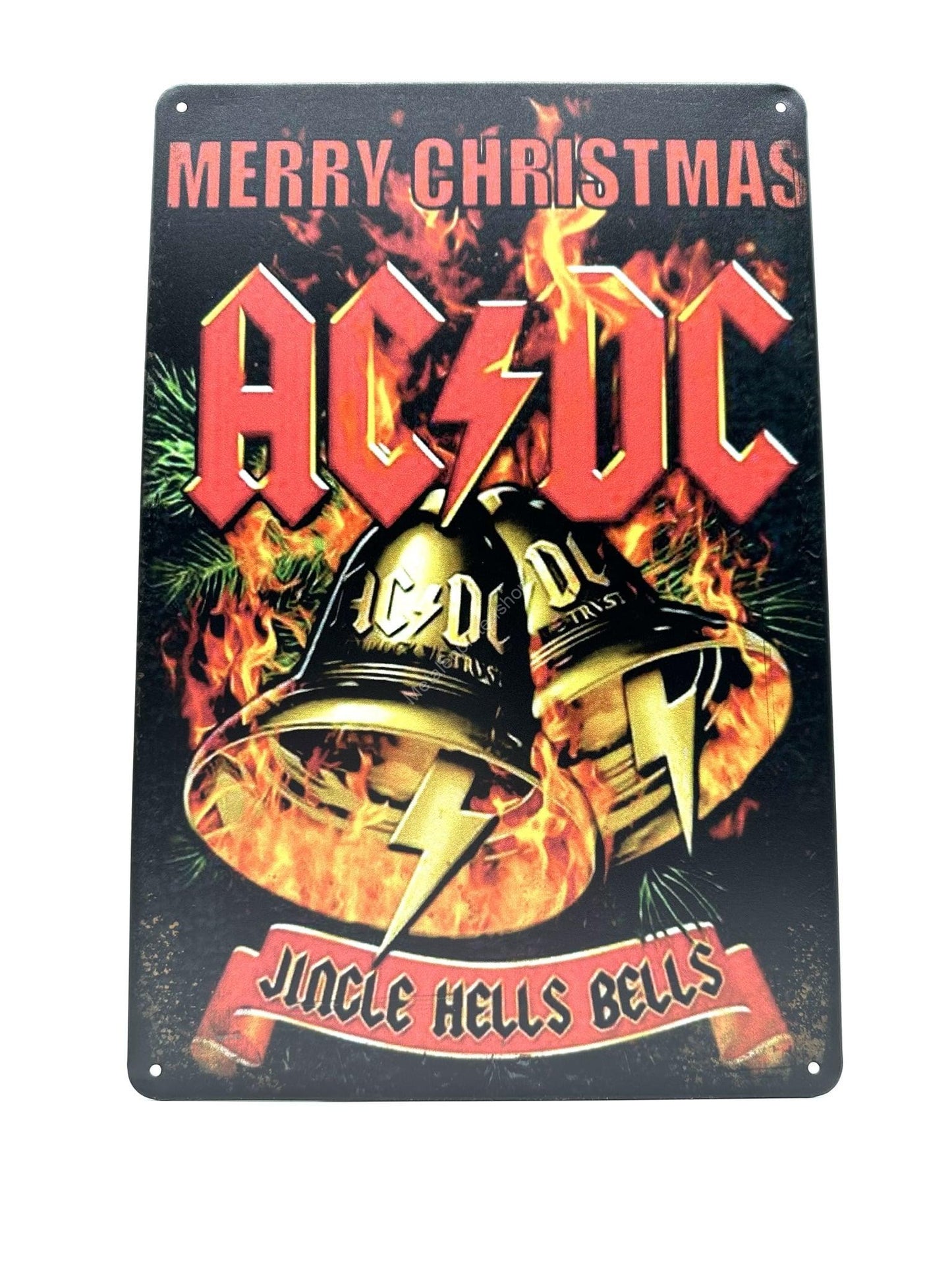 Wandschild aus Metall – AC/DC – Frohe Weihnachten – Jingle Hells Bells