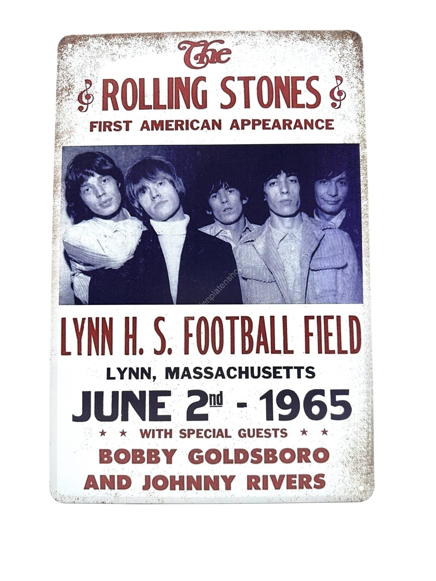 Metalen Wandbord - The Rolling Stones - First American Appearance - Wit