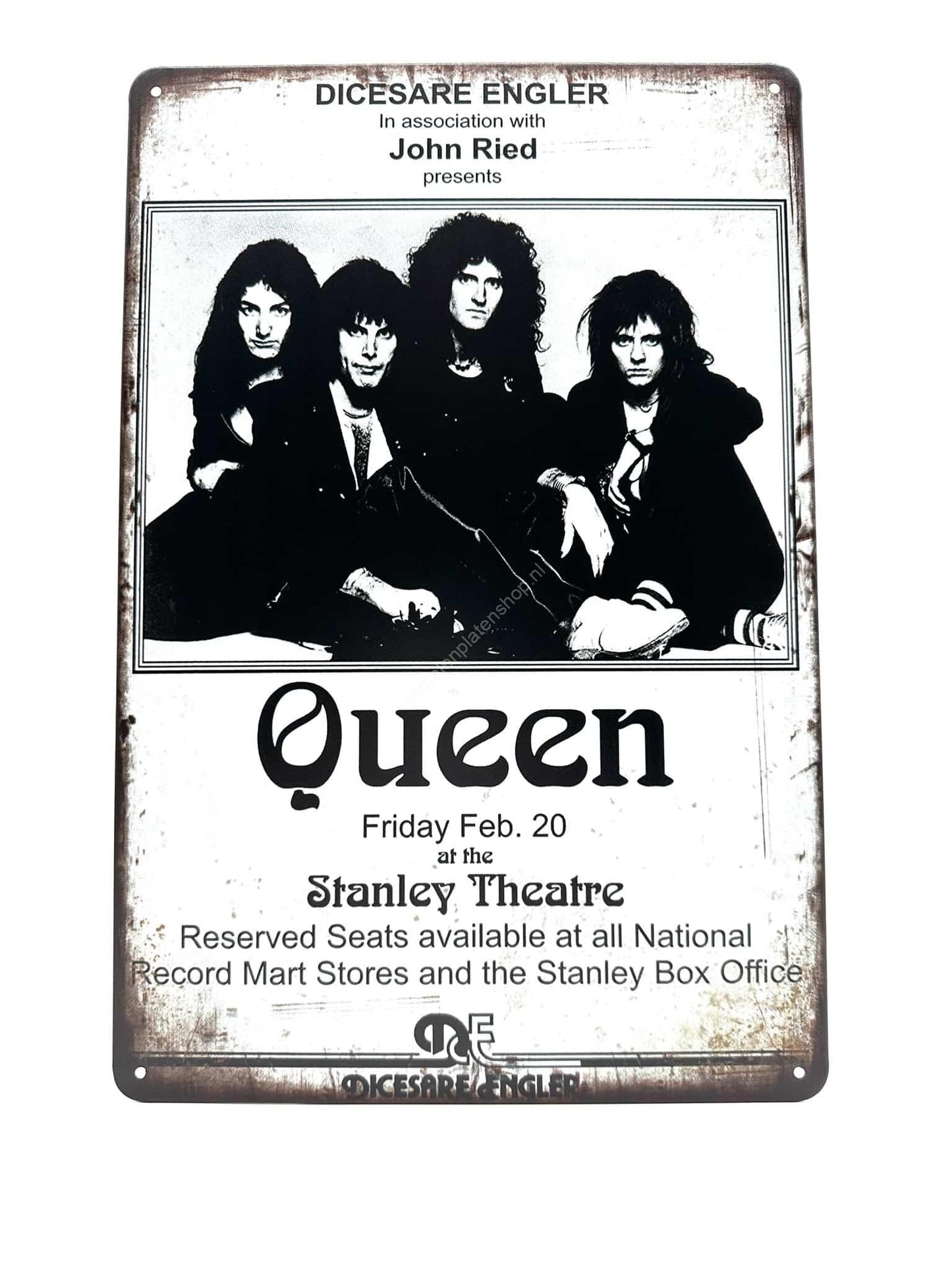 Wandschild aus Metall – Queen – Stanley Theater