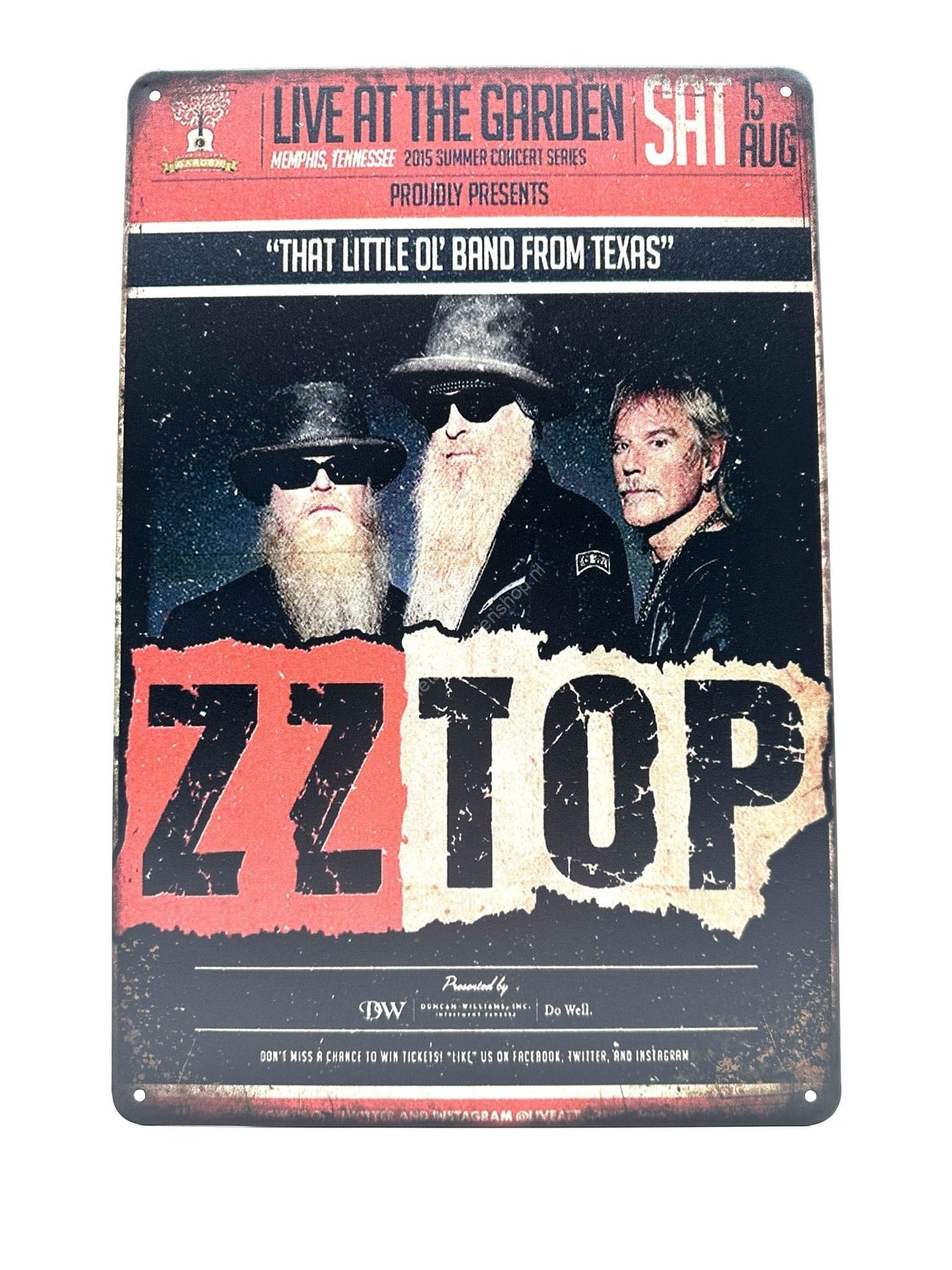 Metallwandschild – ZZ TOP – Leave at the garden