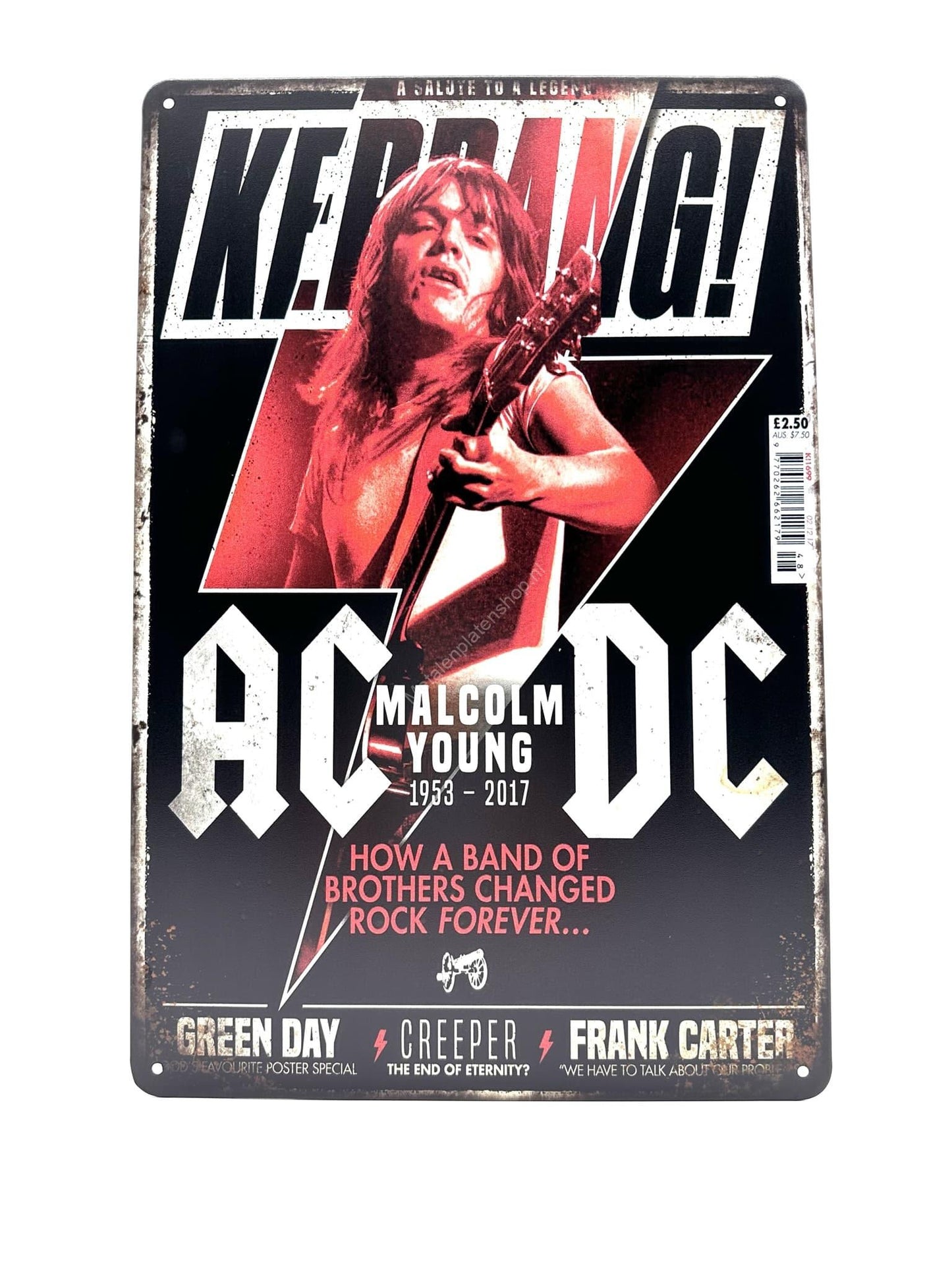 Wandschild aus Metall – AC/DC Malcolm Young