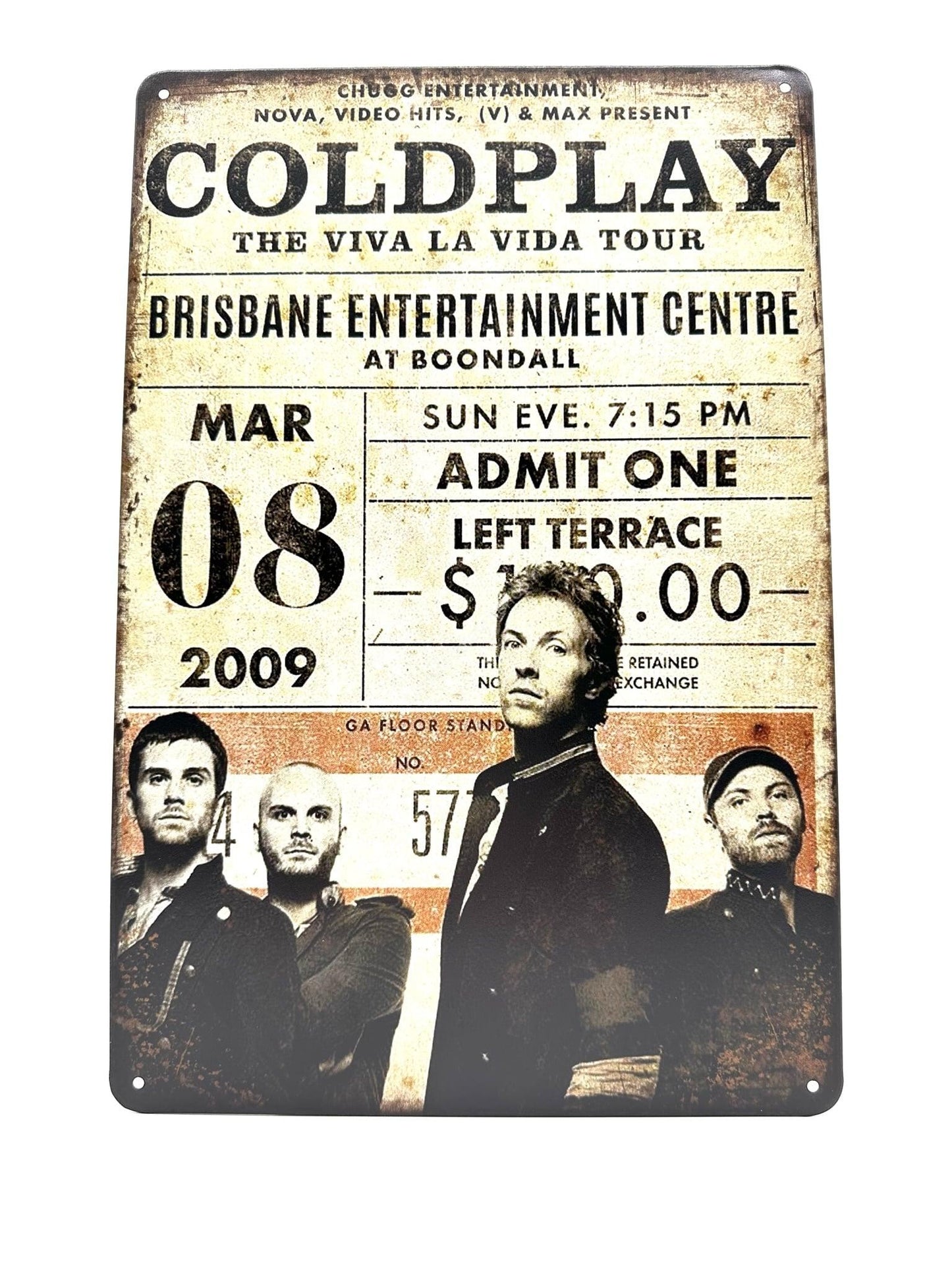 Wandschild aus Metall – Coldplay – The Viva La Vida Tour