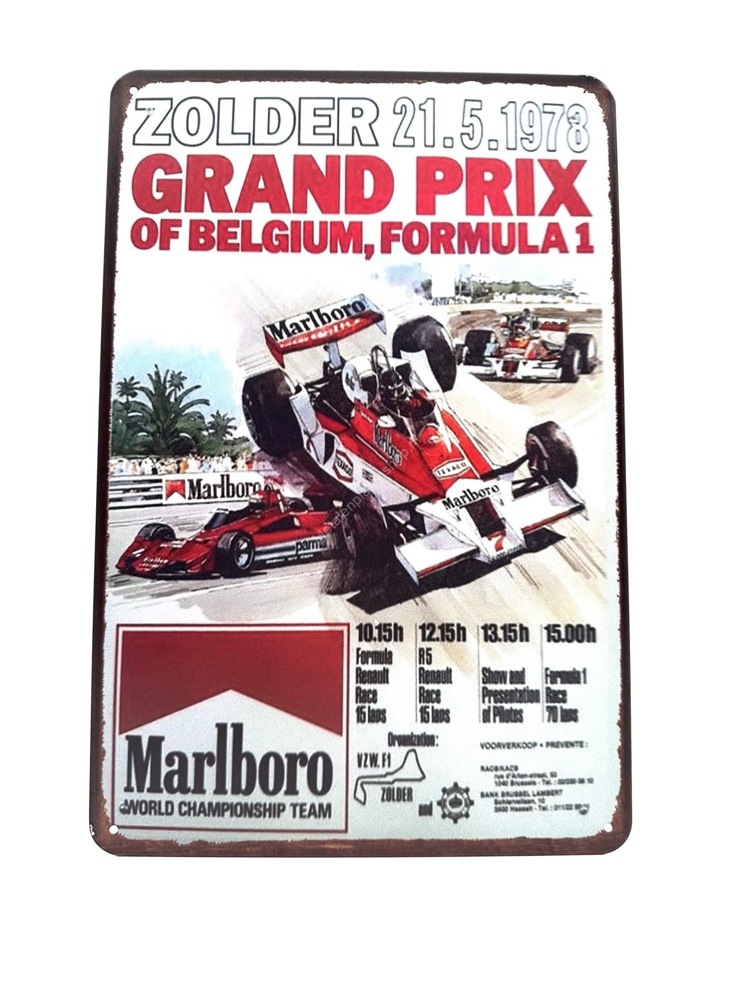 Metalen Wandbord - Zolder 21/5/1973 - Grand Prix of Belgium - F1