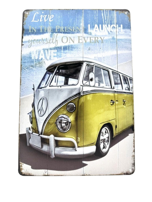 Metal Wall Sign - Volkswagen Transporter - Live in the present