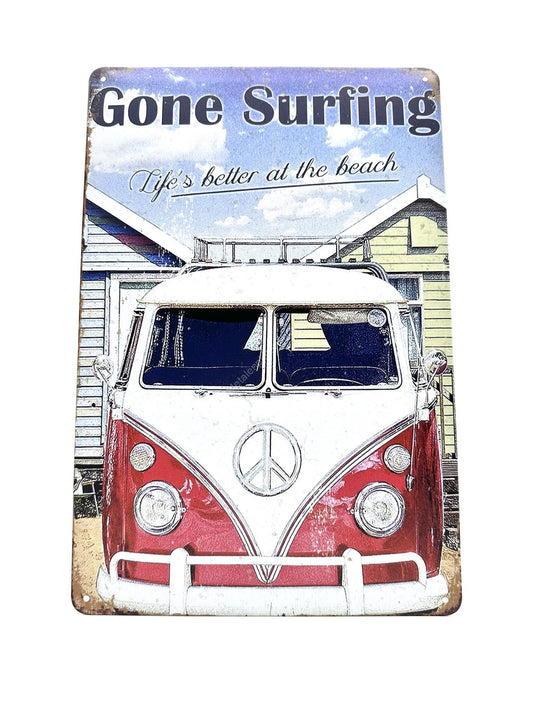 Metalen Wandbord - Volkswagen Transporter - Gone Surfing