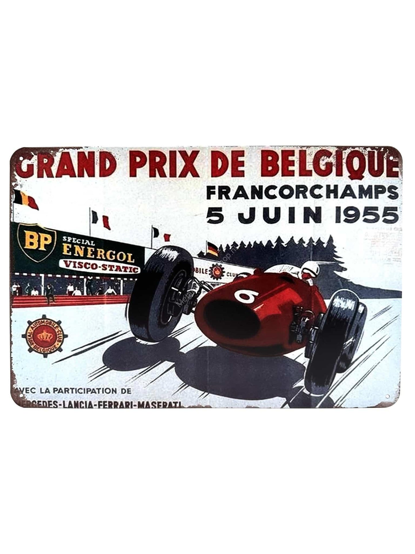 Metalen Wandbord - Grand Prix de Belgique - Francorchamps - 1955