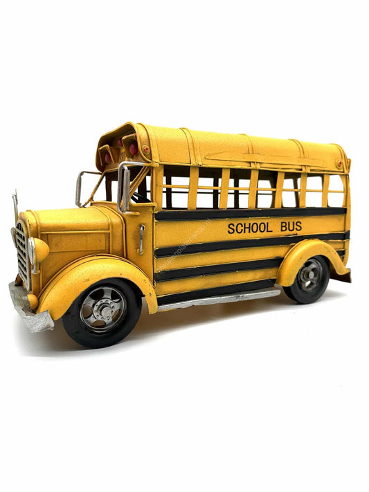 Schoolbus - Metalen Voertuigen Decoratie - 41cm