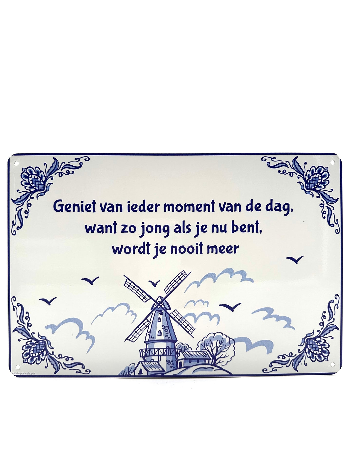 Metalen Wandbord - Geniet van ieder moment van de dag, want zo jong als je nu bent, wordt je nooit meer