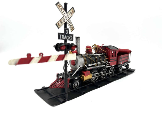 Locomotief met Slagboom - Metalen Voertuigen Decoratie - 35cm