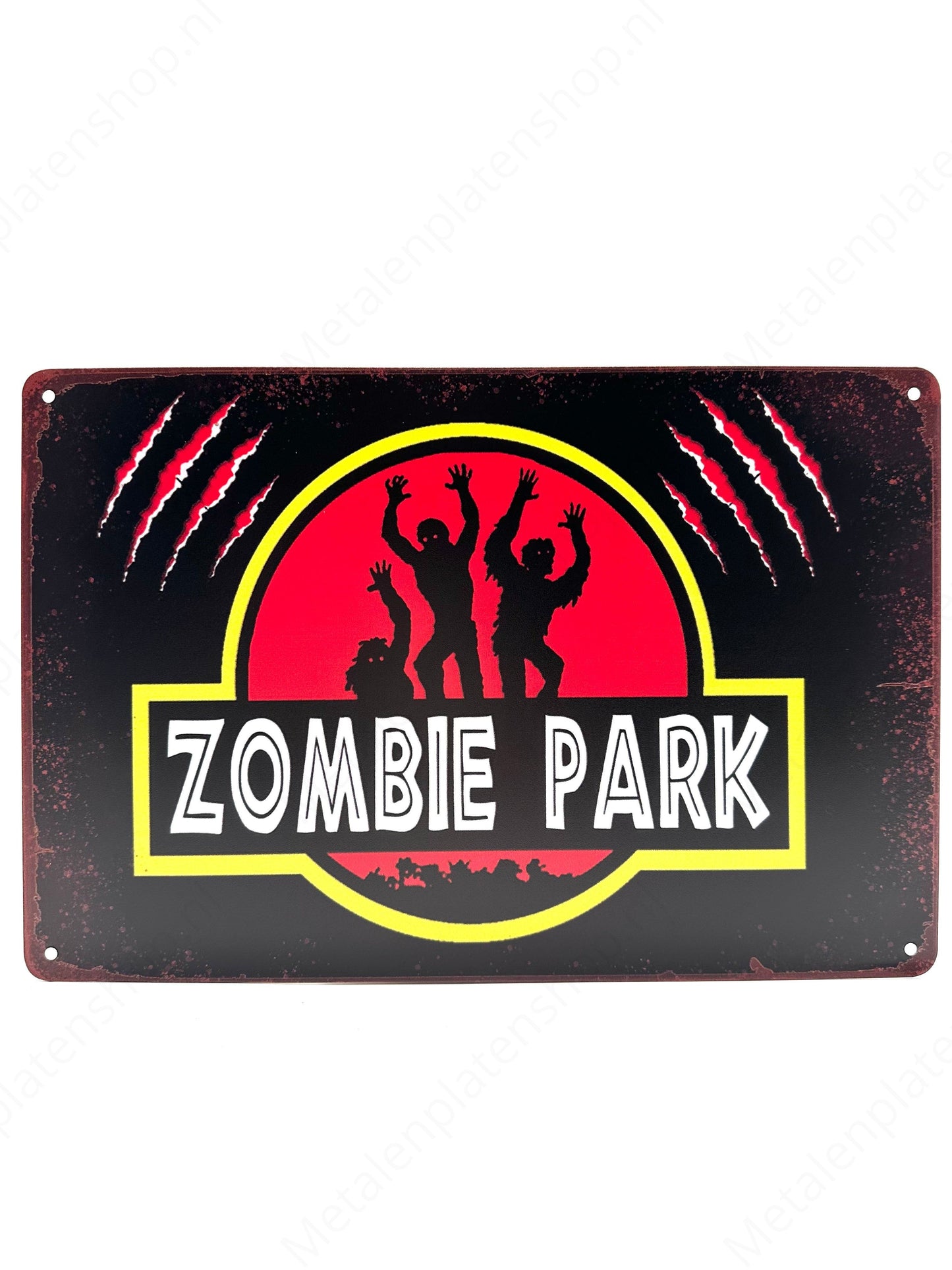 Metal Wall Sign - Zombie Park - Jurassic Park