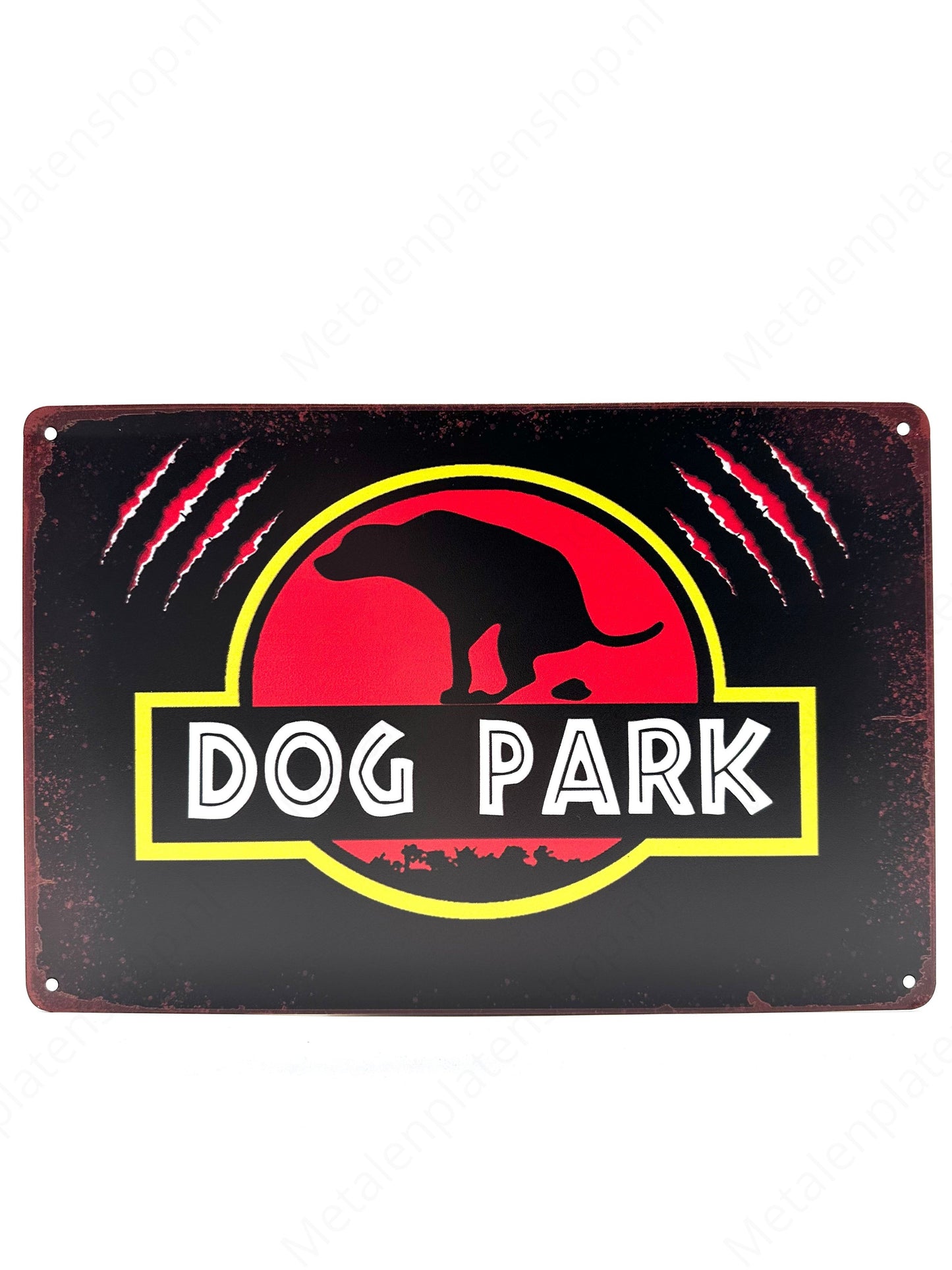 Metallwandschild - Hundepark - Jurassic Park