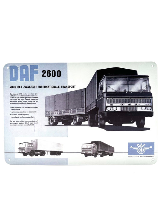 Metalen Wandbord - DAF 2600 - Voor het zwaarste internationale transport