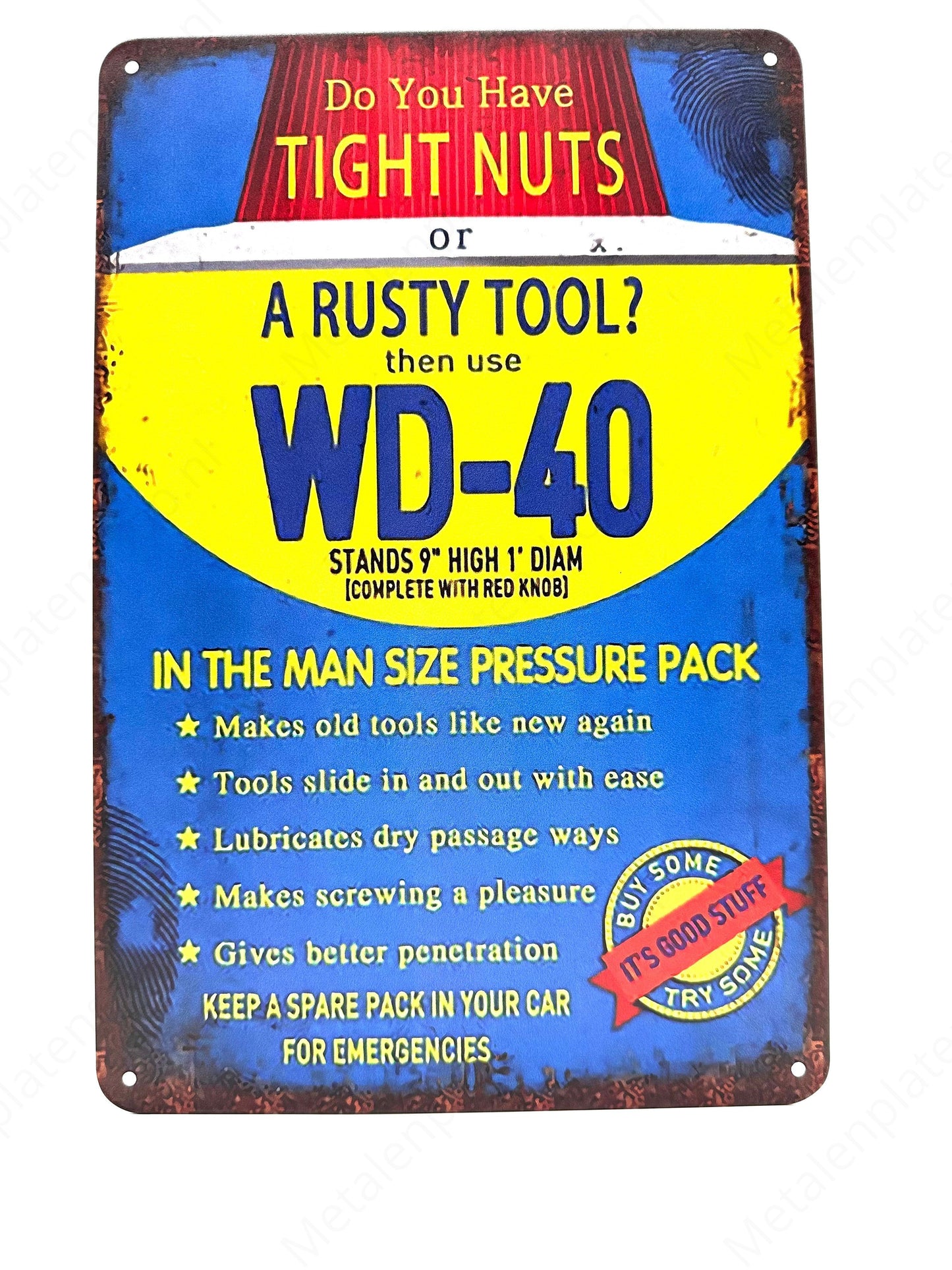 Metalen Wandbord - A rusty tool? Then use WD-40