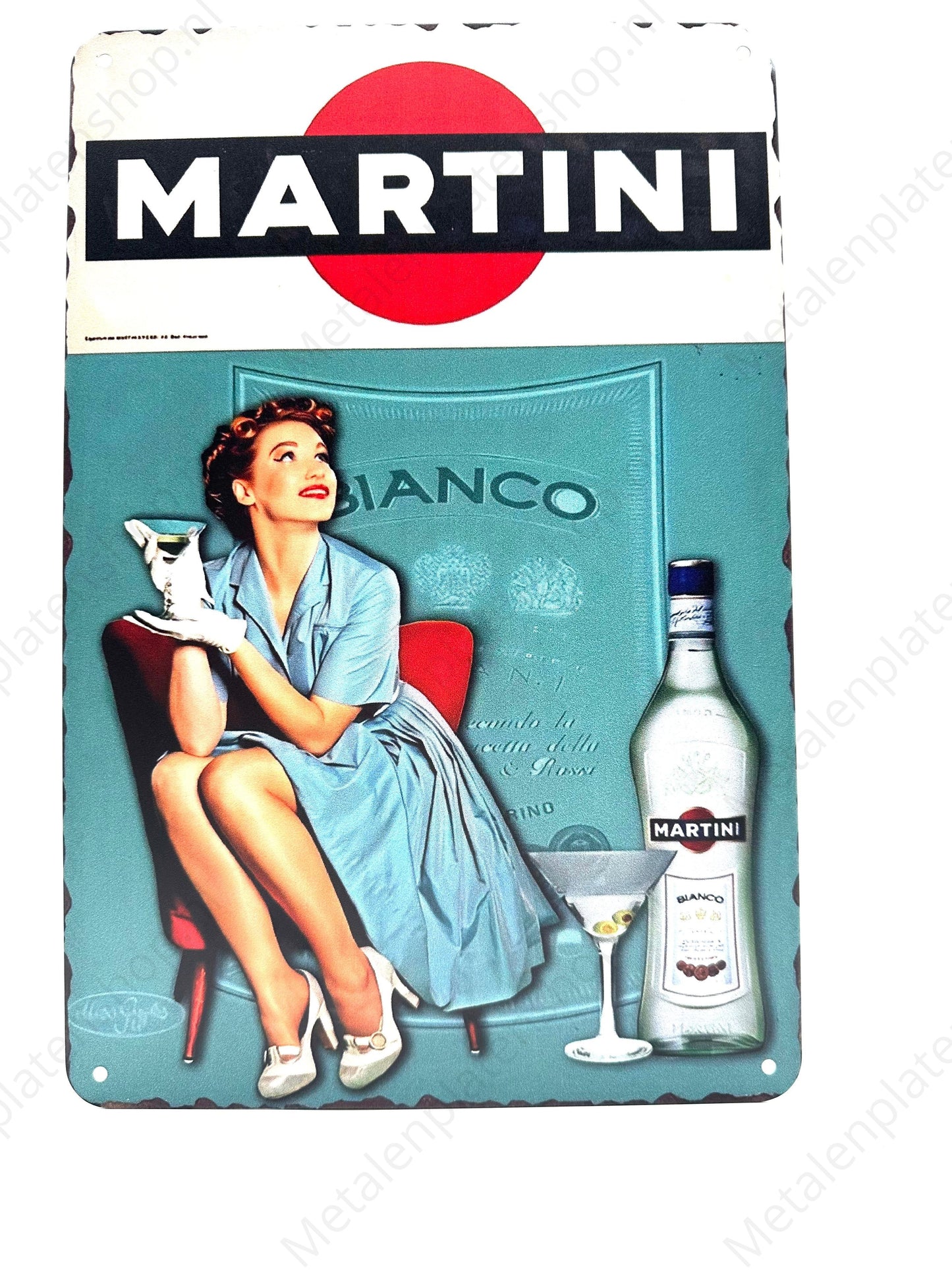 Metalen Wandbord - Martini Bianco - Pinup