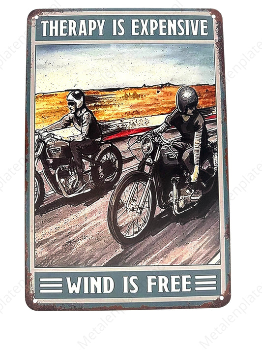 Metalen Wandbord - Therapy is expensive - Wind is free