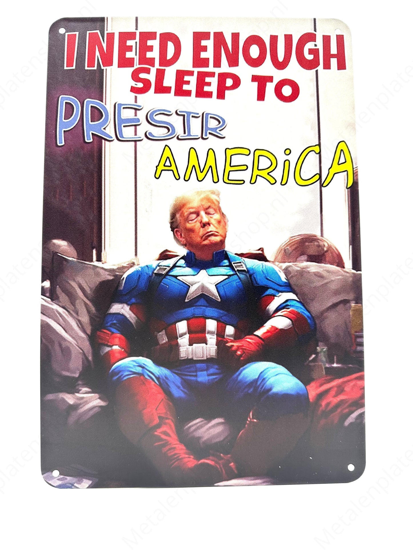 Metalen Wandbord - I need enough sleep to presir America