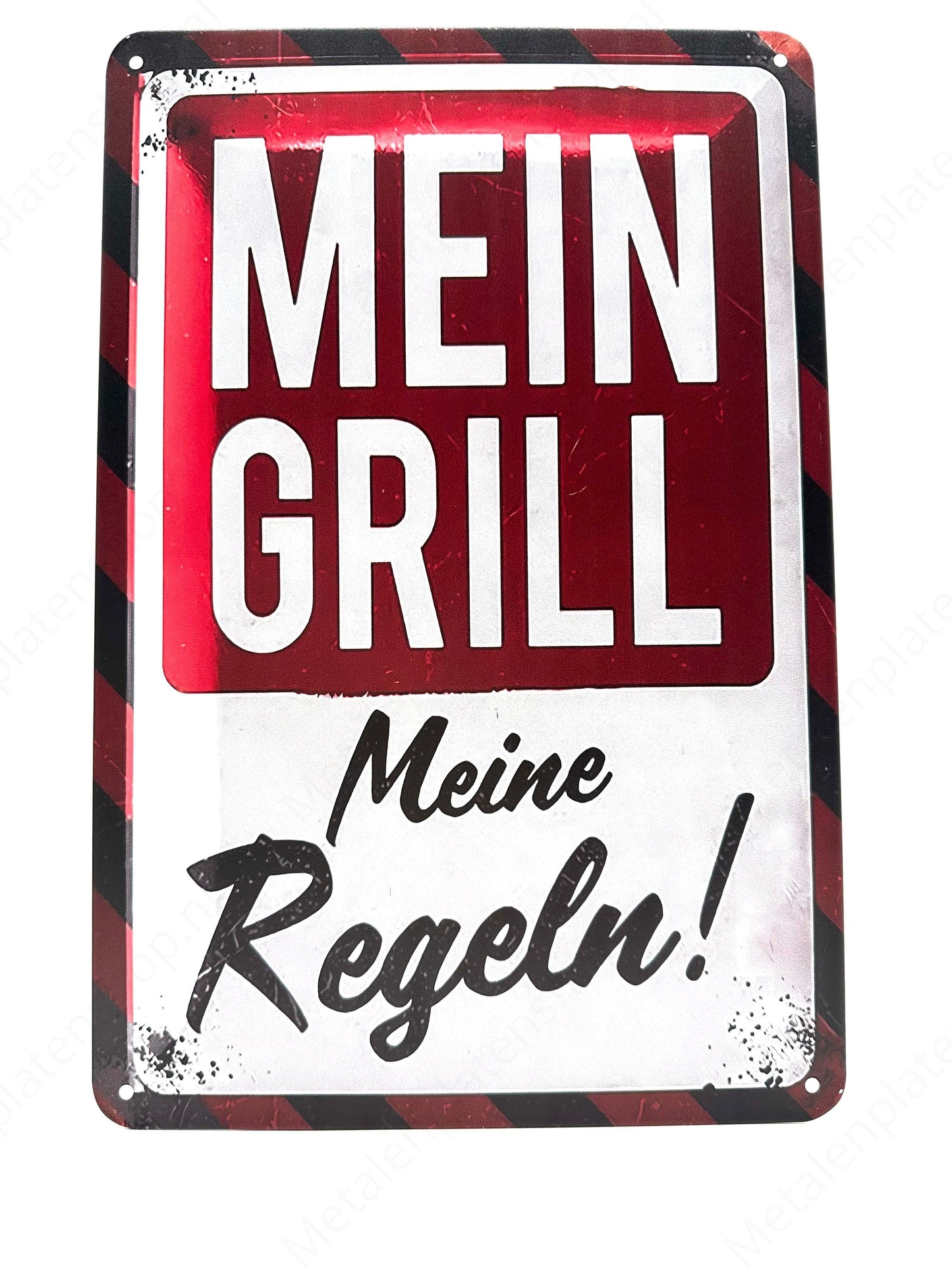 Metallwandschild – Mein Grill – Meine Regeln! 