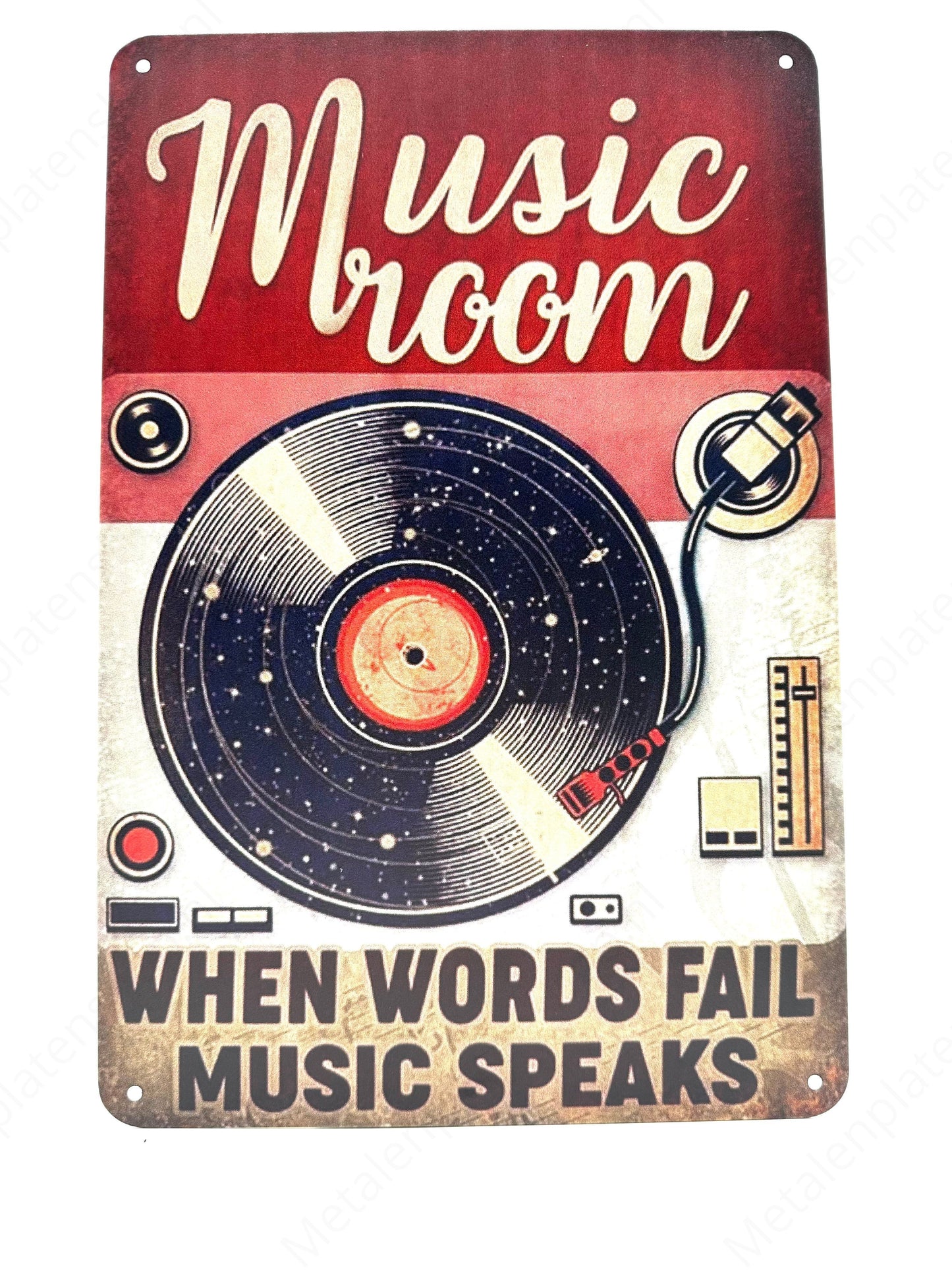 Metal Wall Sign - Musicroom - When words fail music speaks 