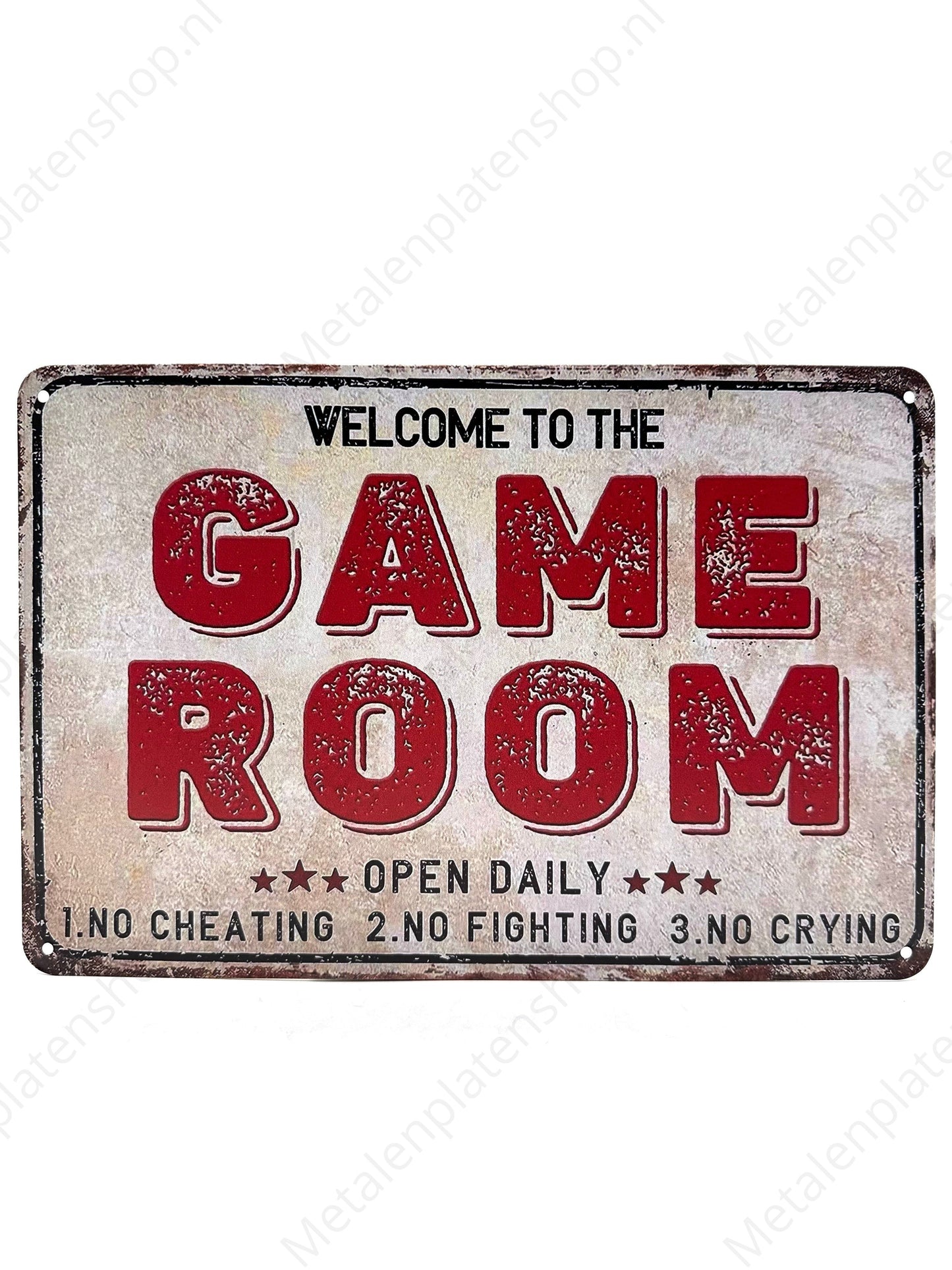 Metalen Wandbord - Welcome to the Game Room - Open Daily