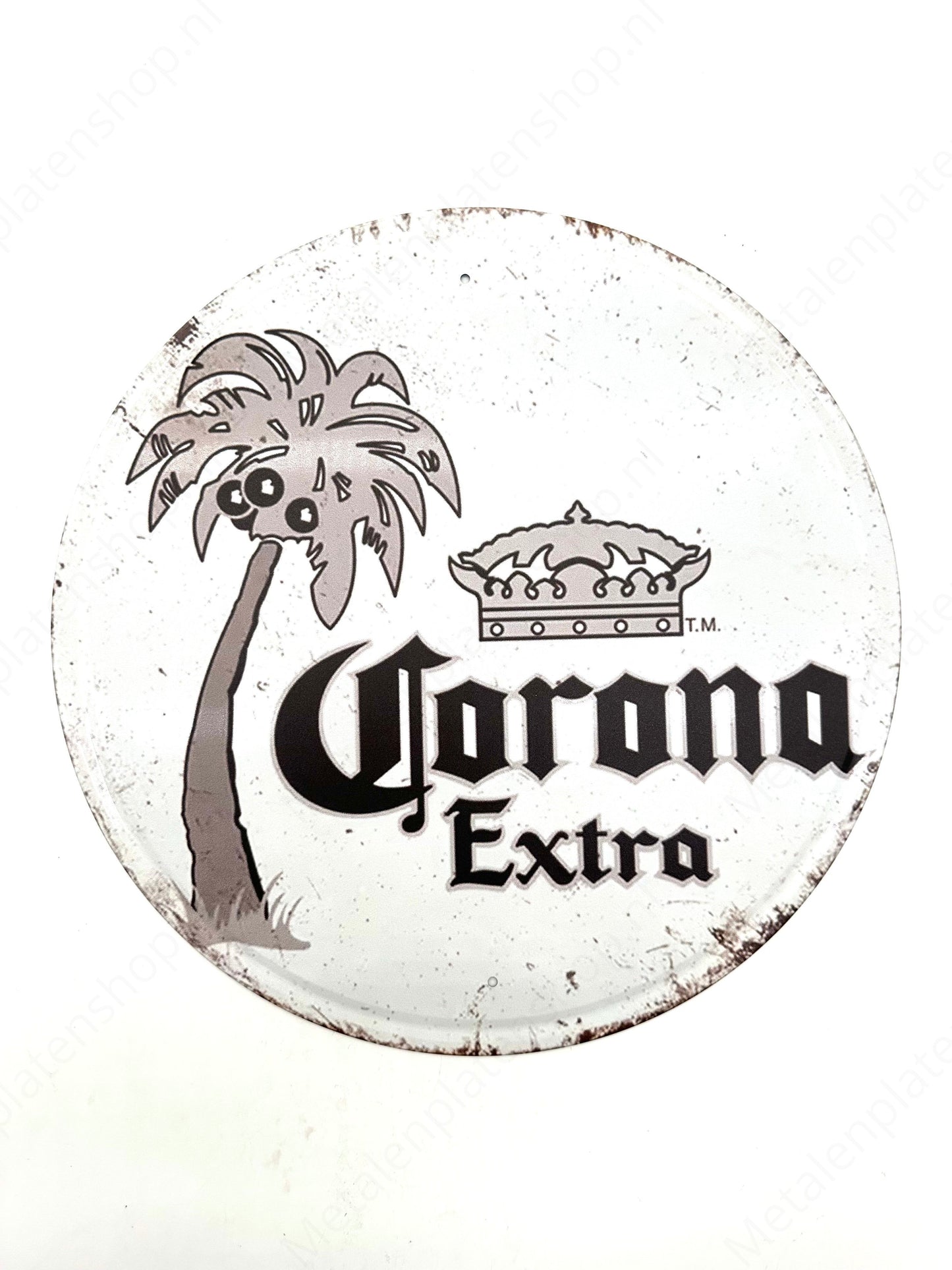 Metalen Wandbord - Corona Extra Wit - Rond