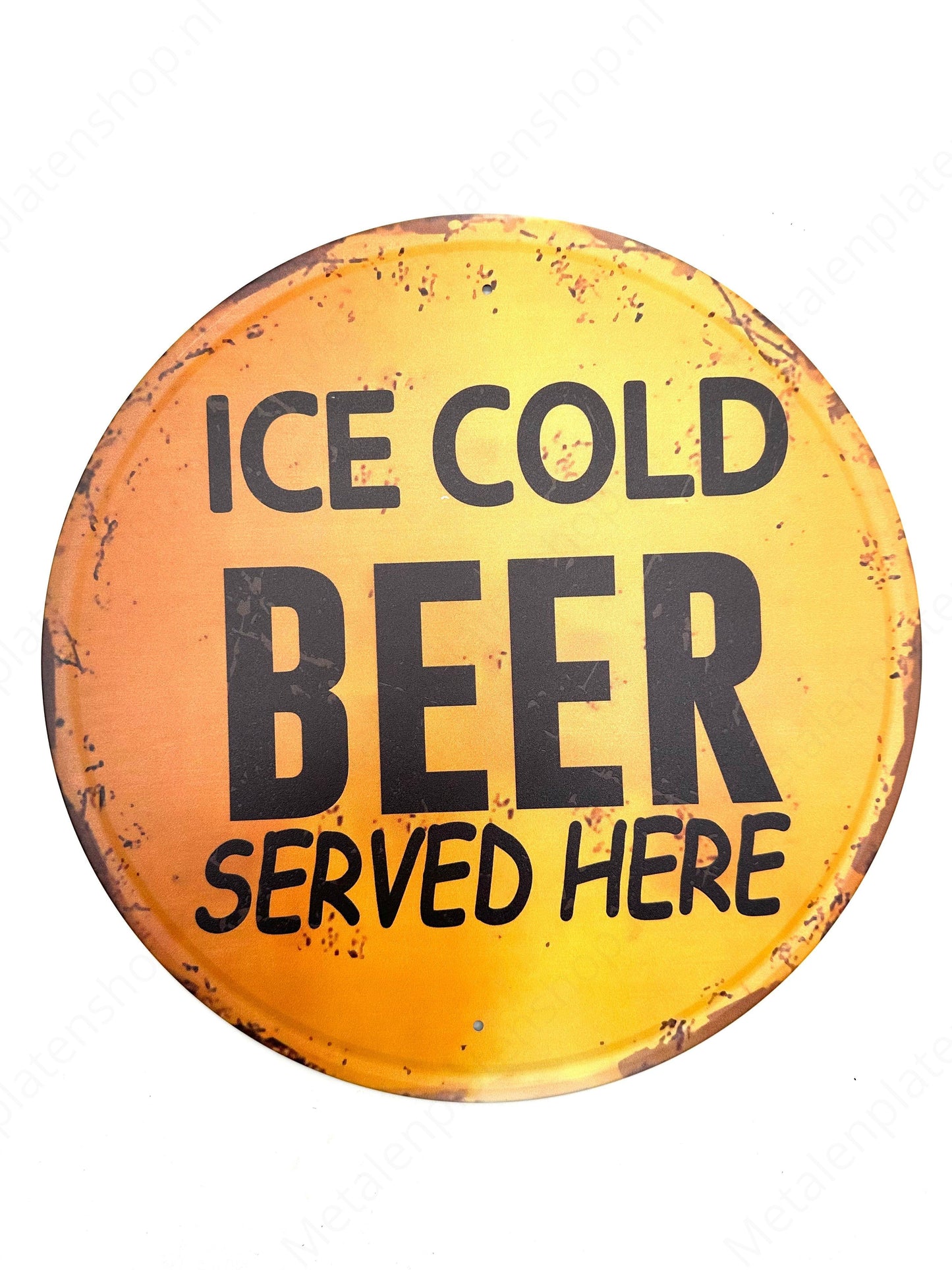 Metalen Wandbord - Ice Cold Beer - Rond