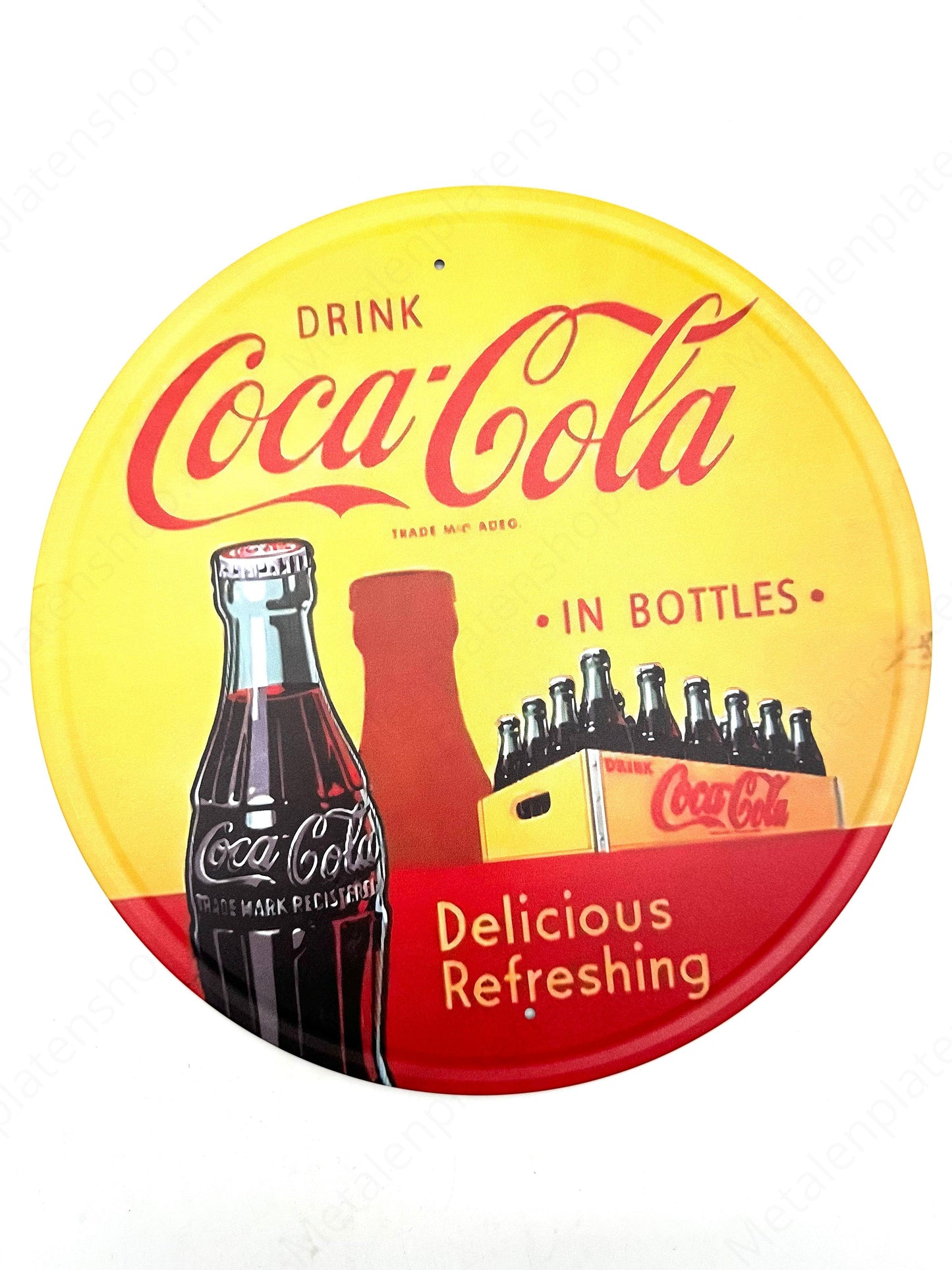 Metal Wall Sign - Coca Cola in Bottles - Round