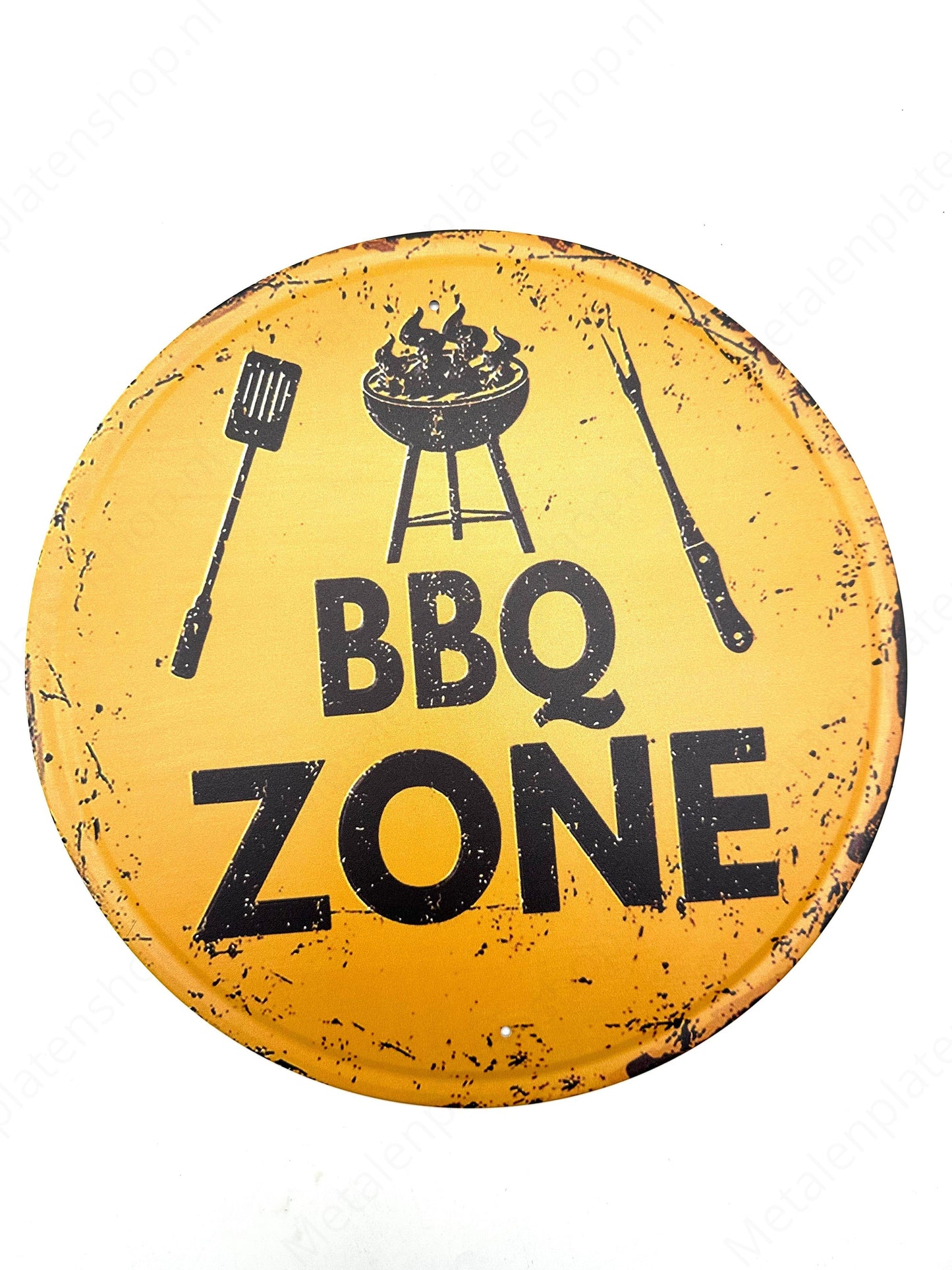 Metalen Wandbord - BBQ Zone - Rond