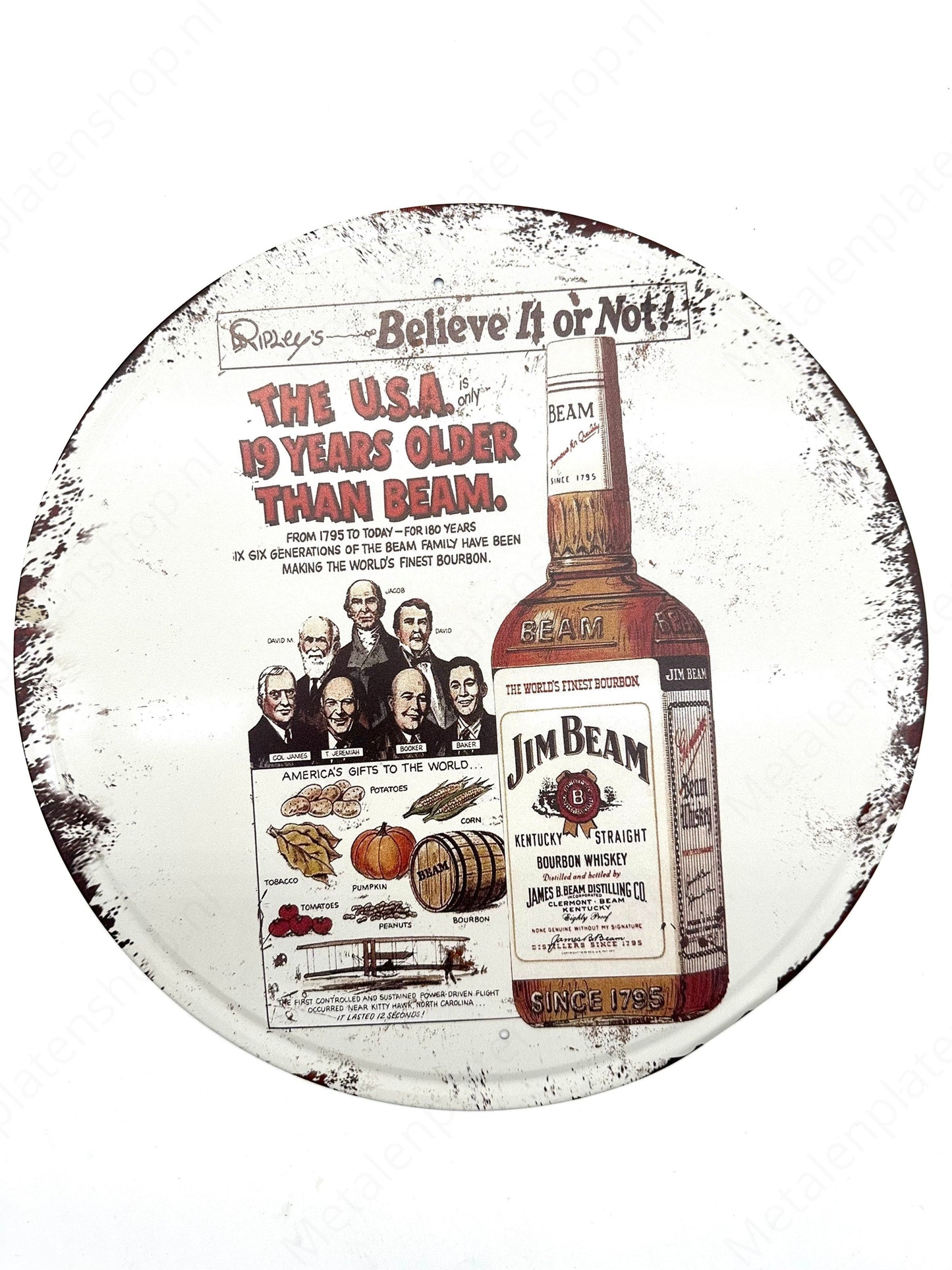 Metal Wall Sign - Jim Beam - Round