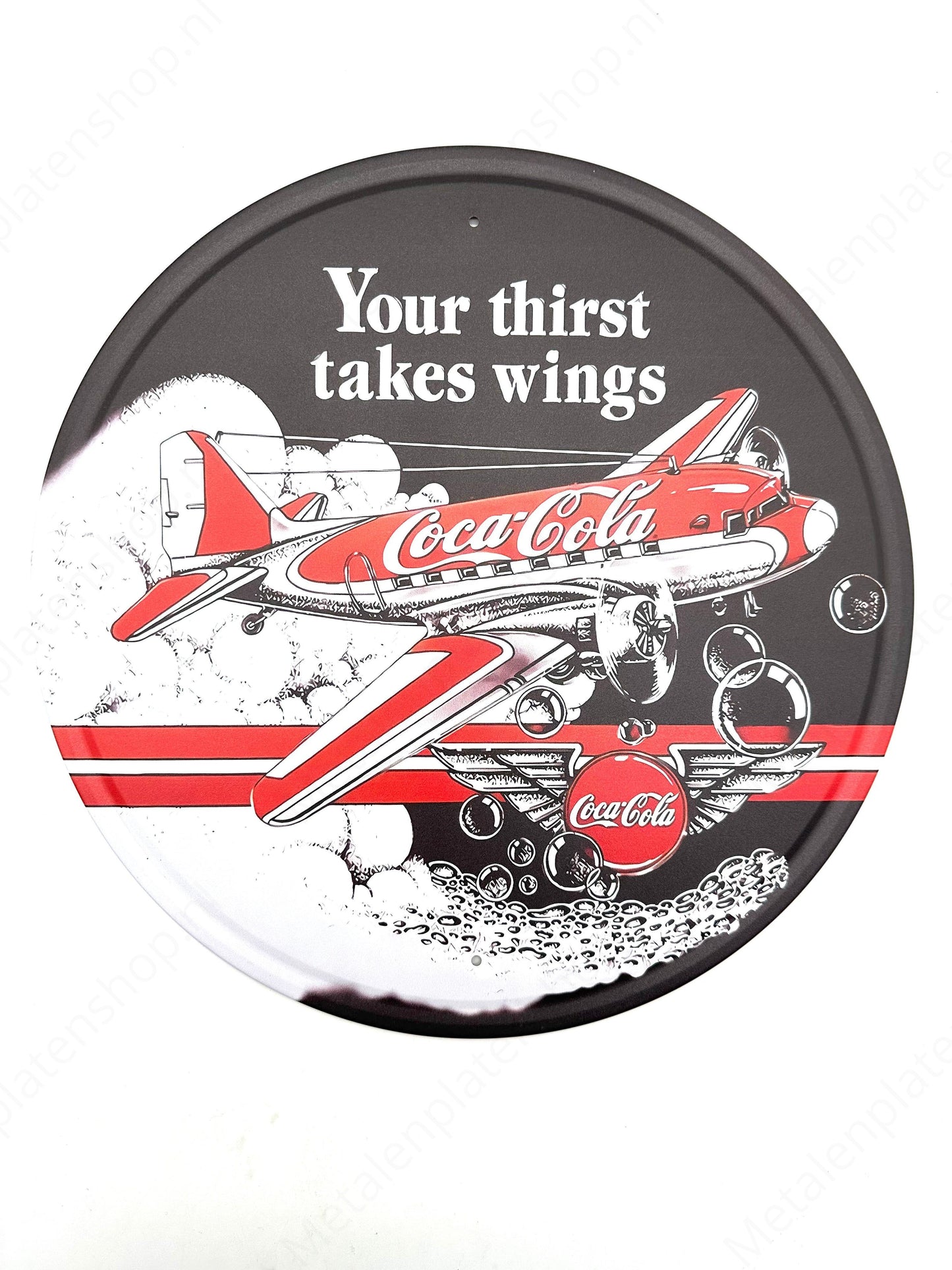 Metal Wall Sign - Coca Cola - Your thirst takes wings 