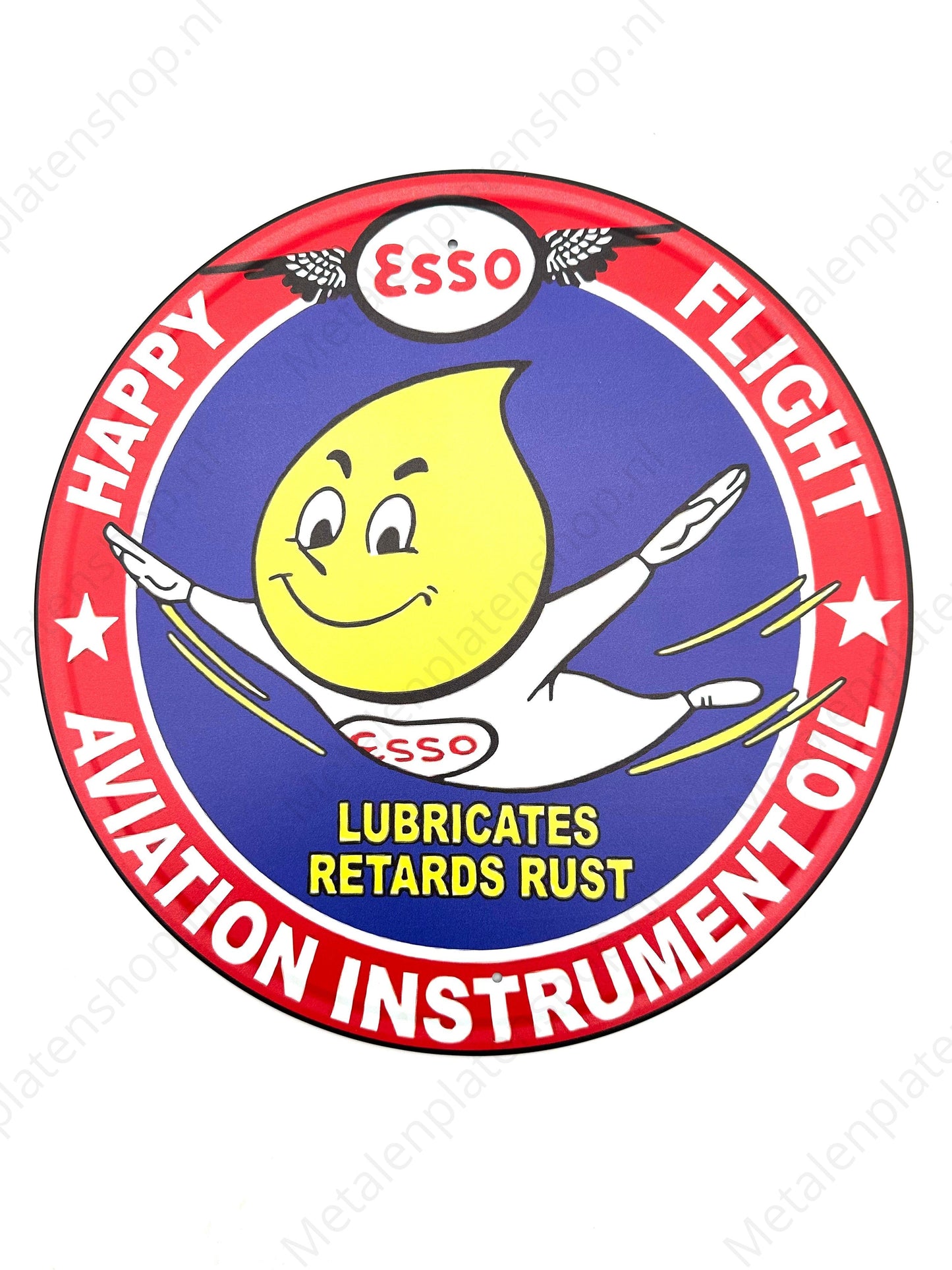 Metallwandschild - Esso Happy Flight - Rund 