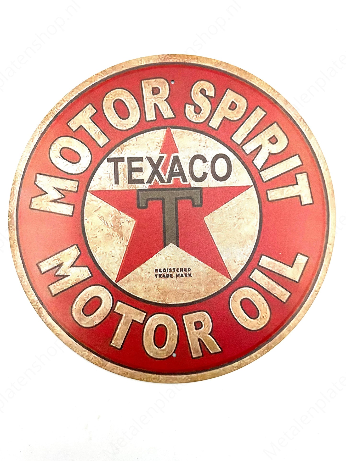 Metal Wall Sign - Motor Spirit - Texaco Motor Oil - Round 