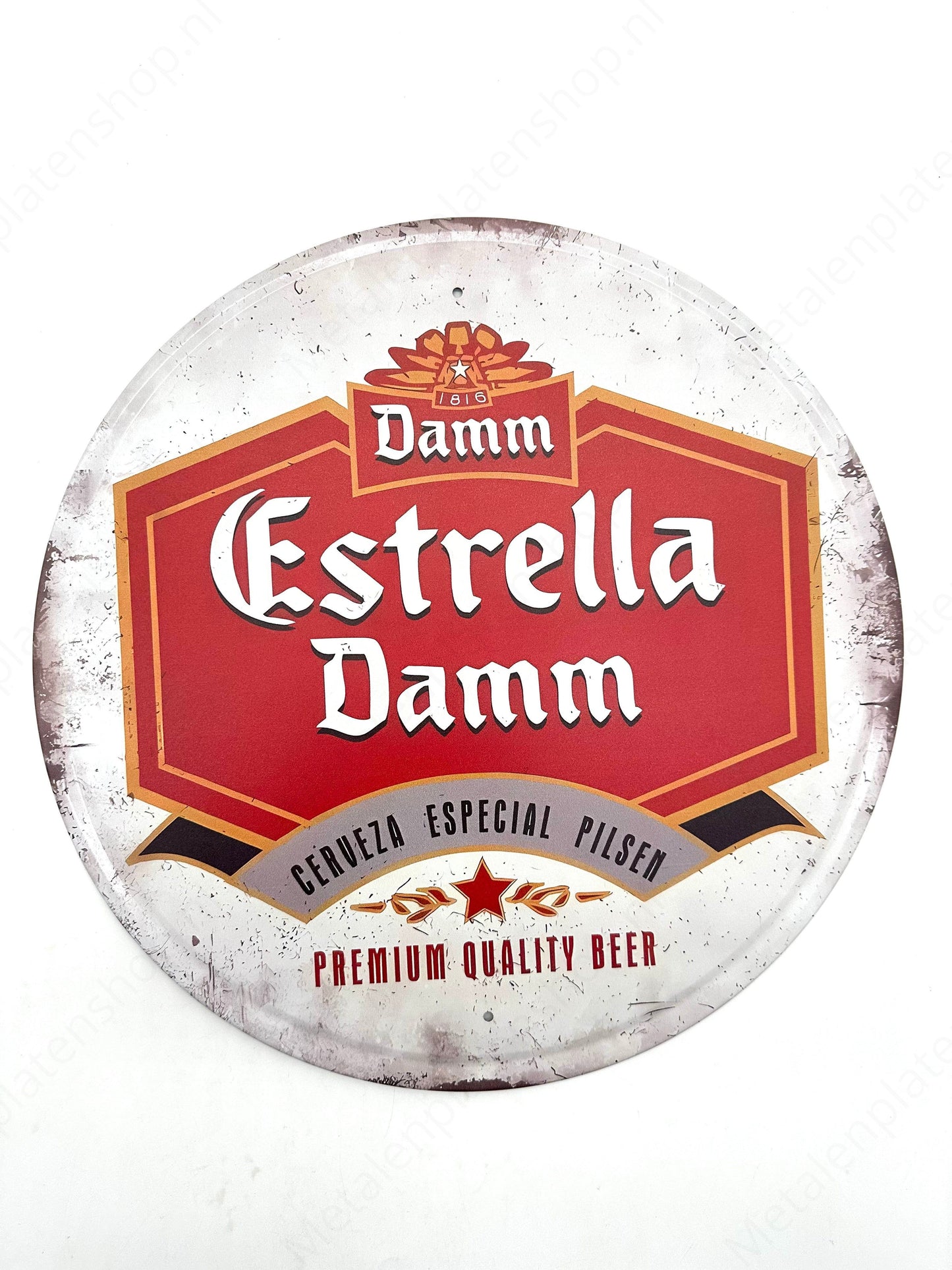 Metalen Wandbord - Estrella Damm - Rond