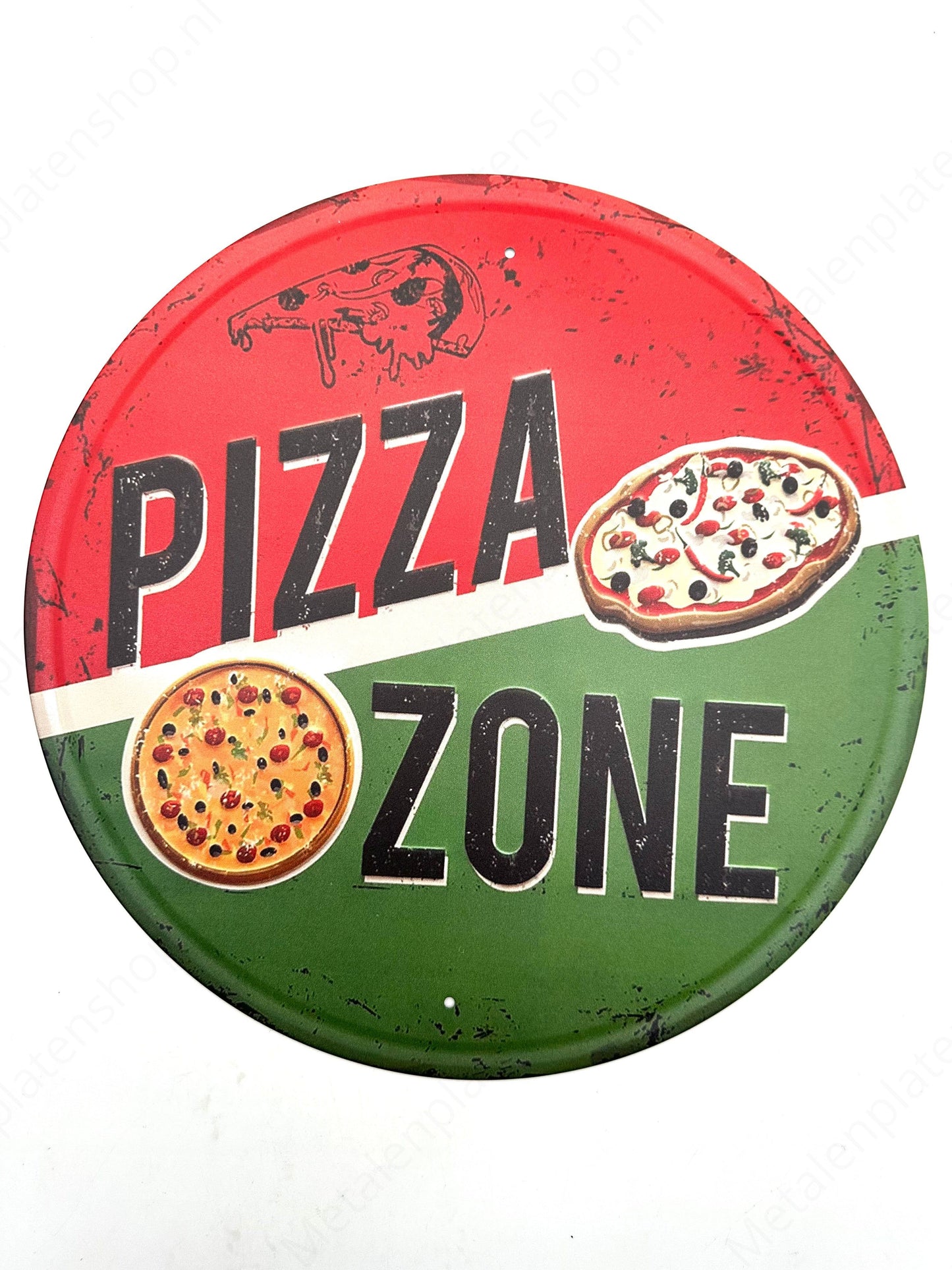 Metal Wall Sign - Pizza Zone - Round