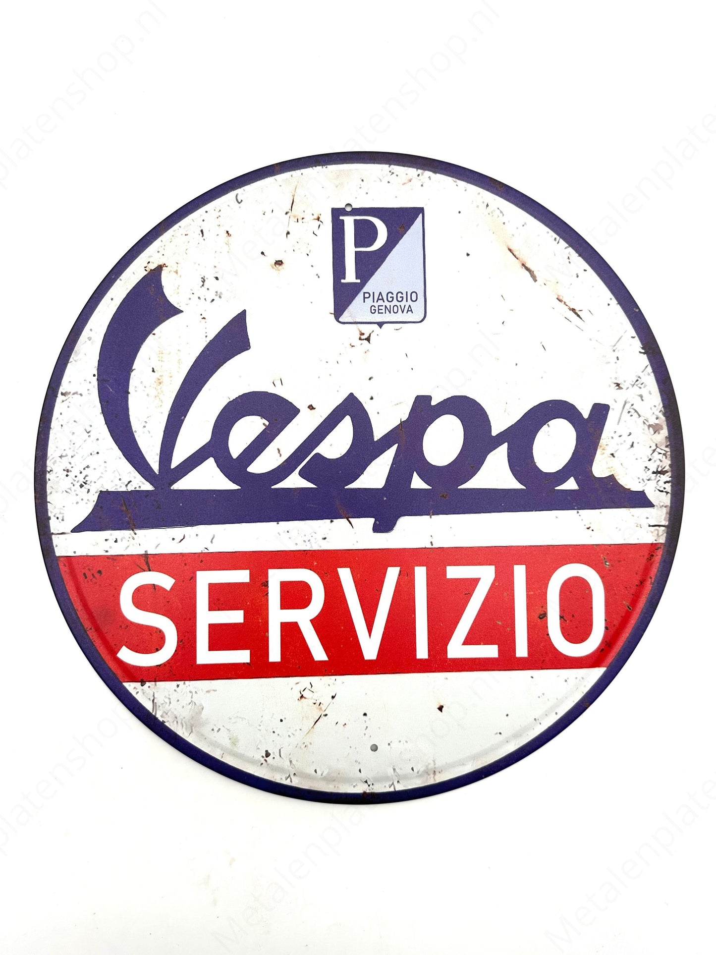 Metalen Wandbord - Vespa Servizio - Rond