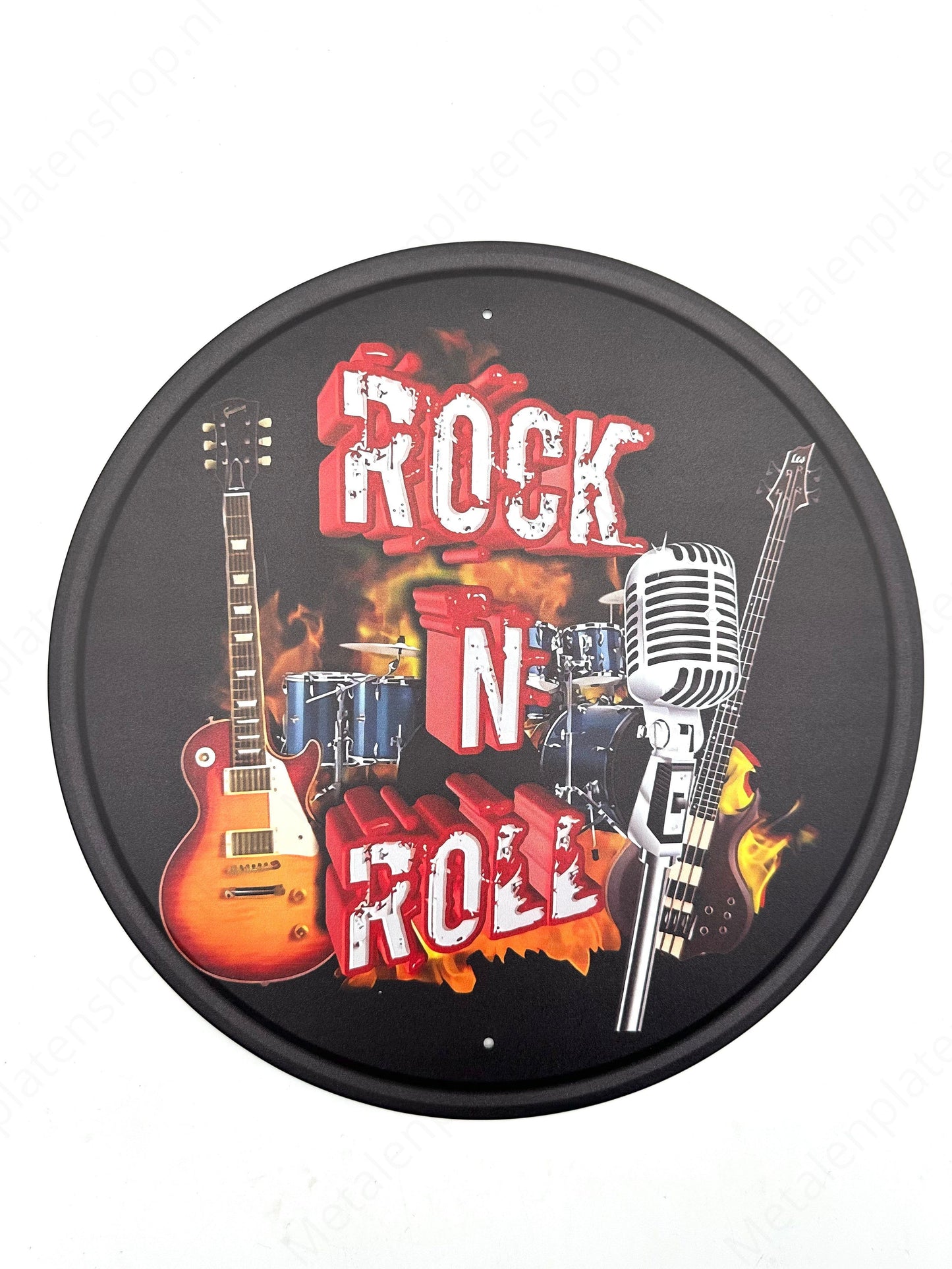 Metal Wall Sign - Rock n Roll - Round