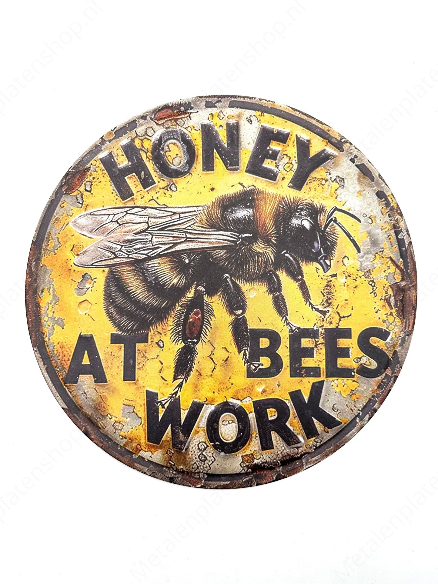 Metal Wall Sign - Honey Bees - Round 