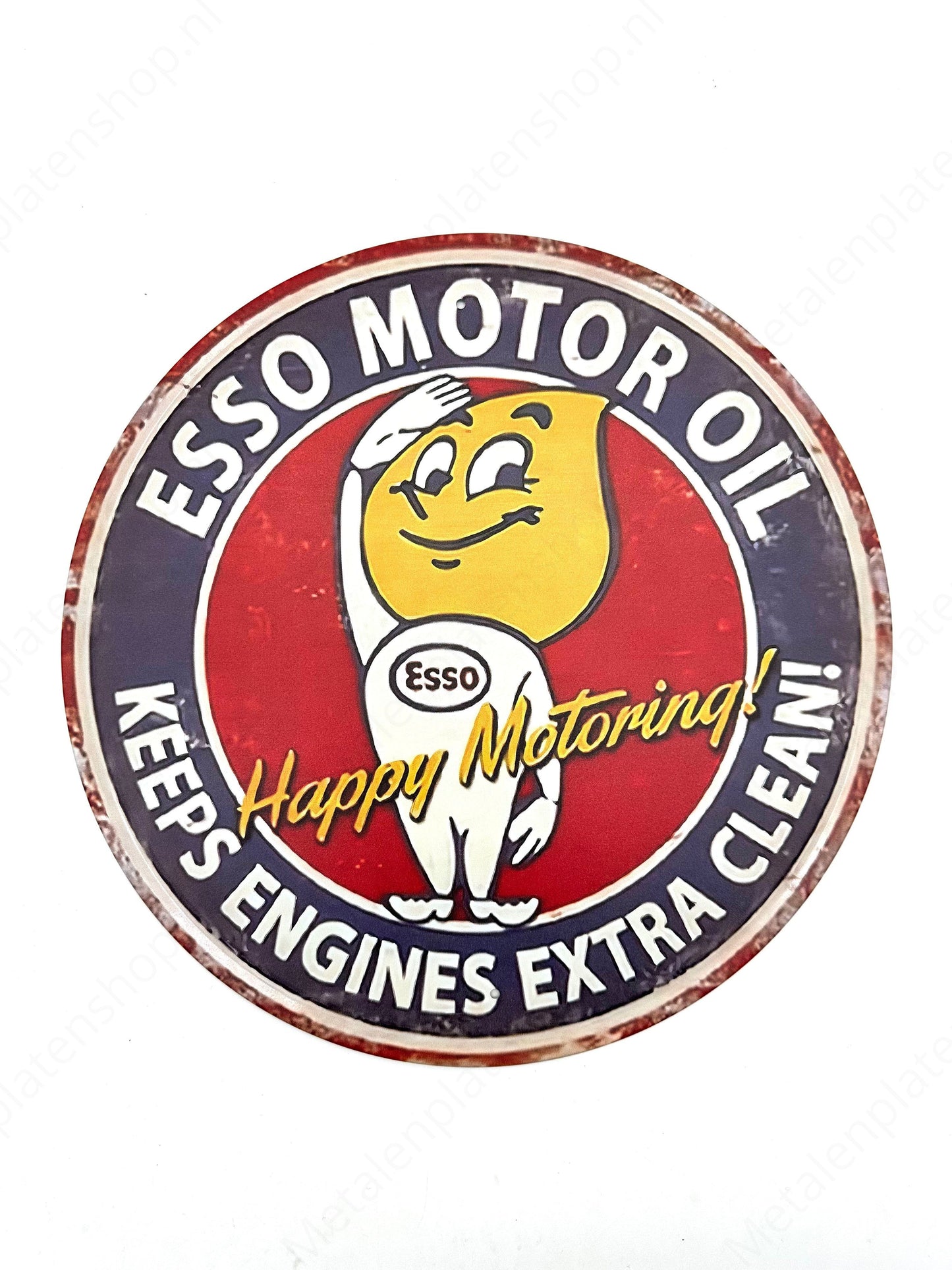 Metal Wall Sign - Esso Motor Oil - Round