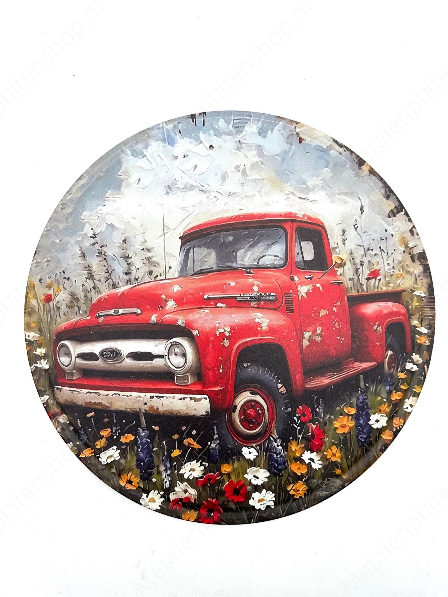 Metal Wall Sign - Vintage Truck - Round 