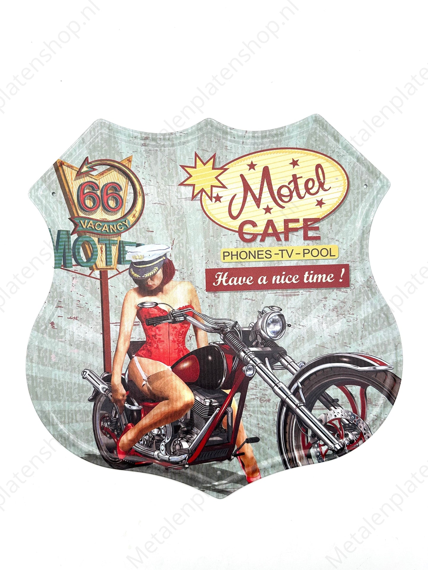 Metalen Wandbord - Motel Cafe - Route 66 Style Bord