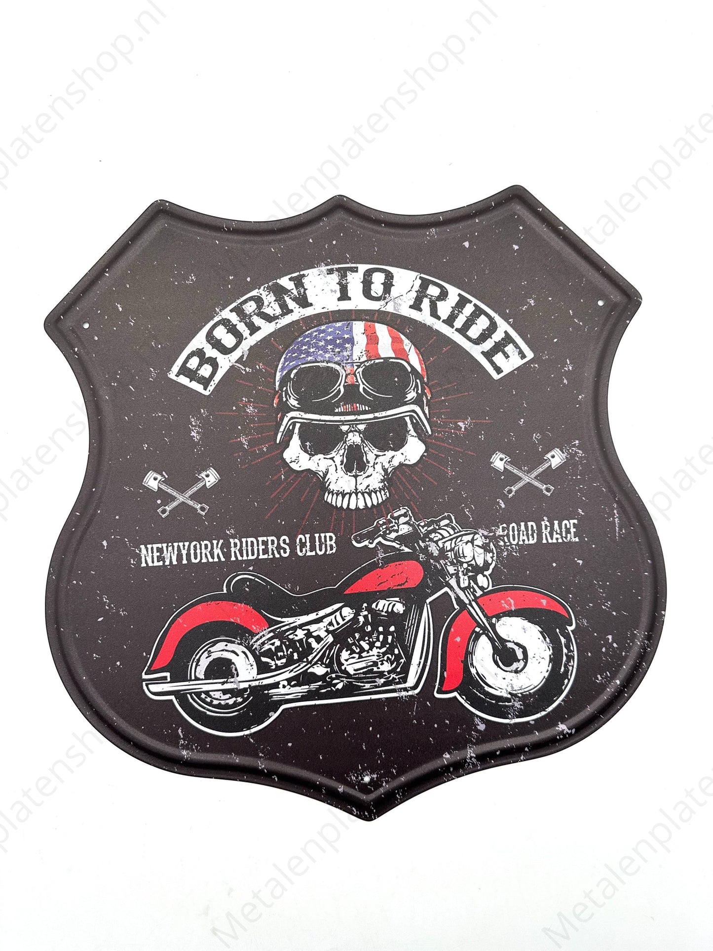 Metalen Wandbord - Born to Ride - Route 66 Style Bord