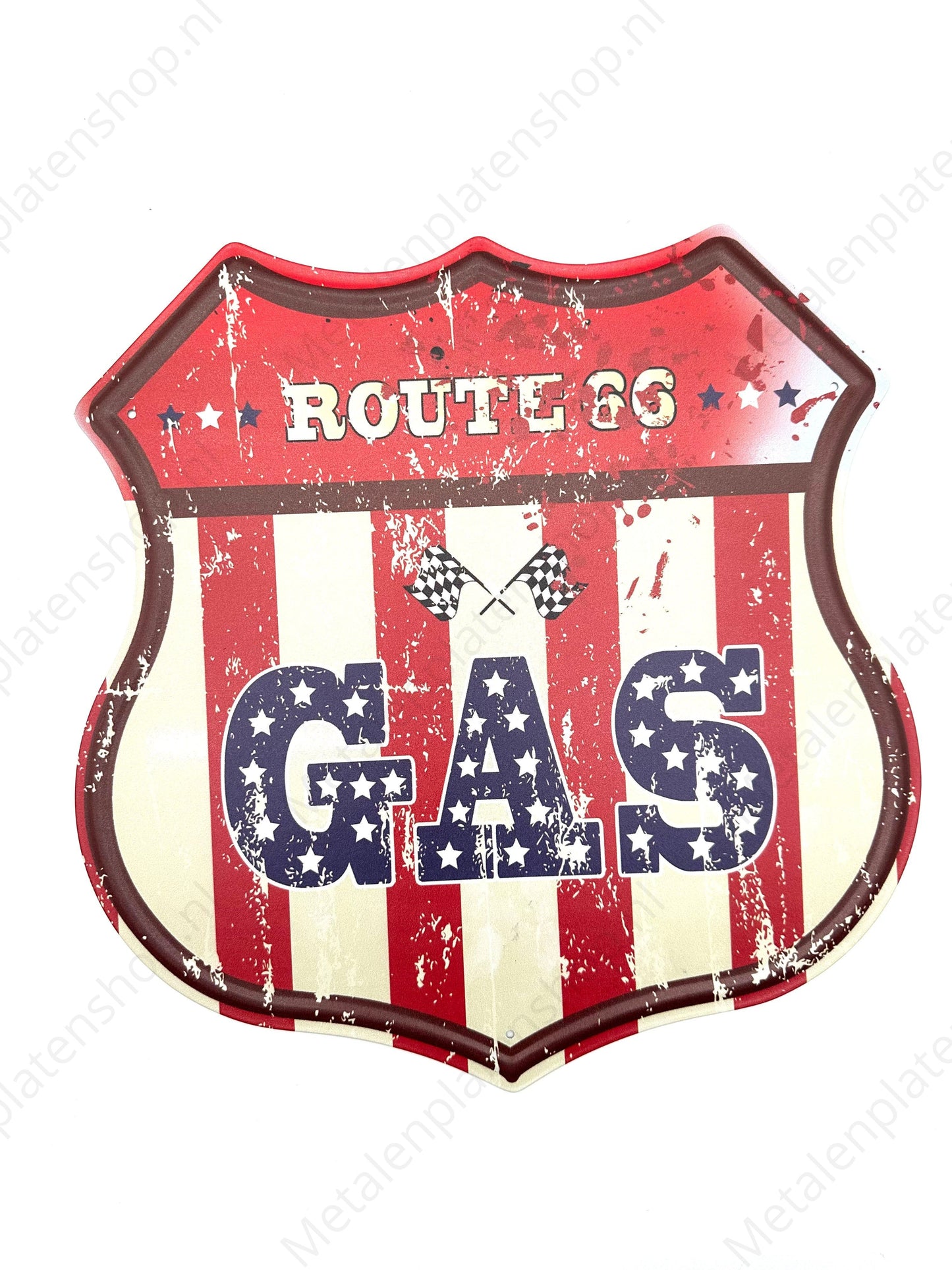 Metalen Wandbord - Route 66 GAS - Route 66 Style Bord