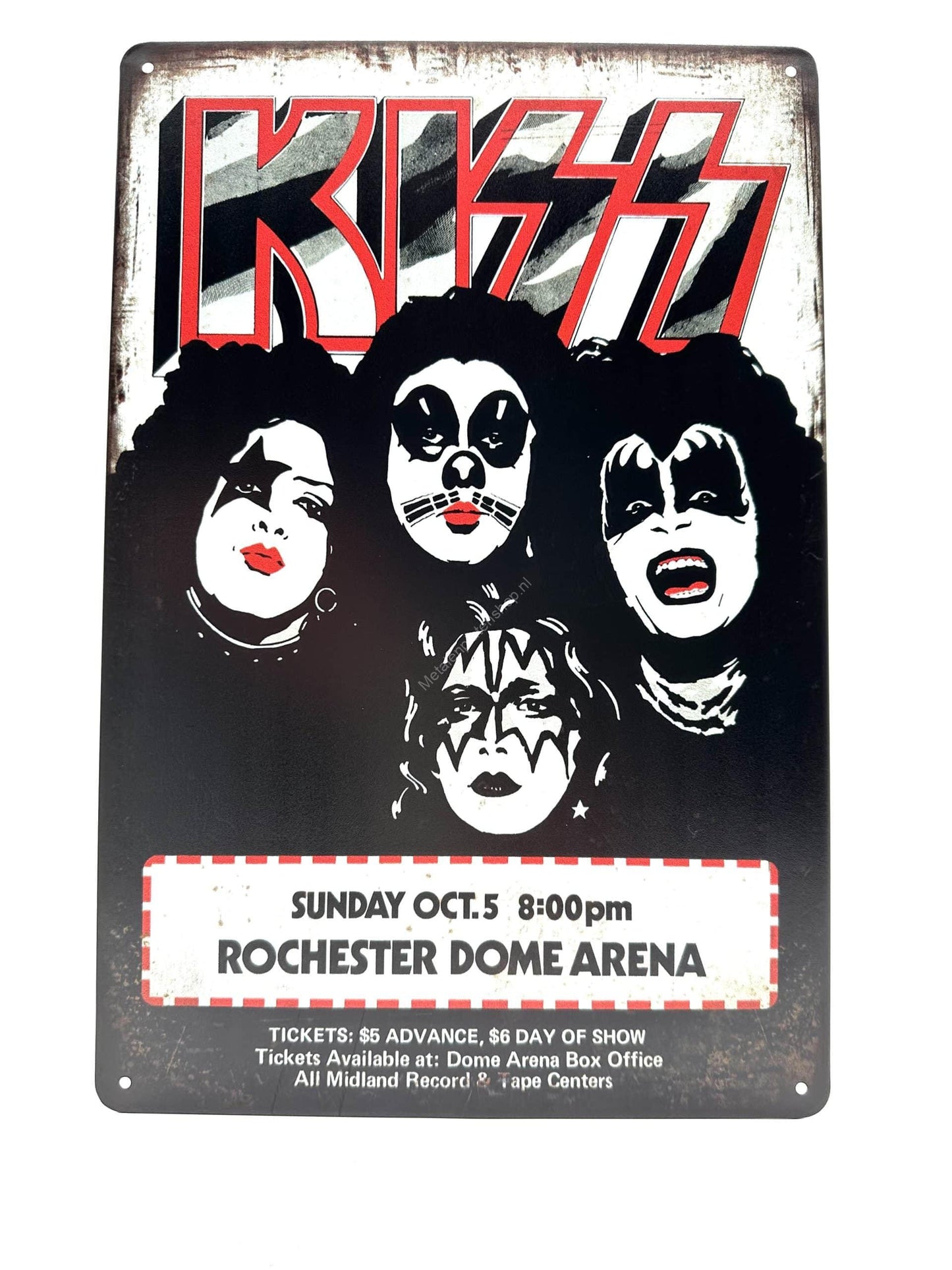 Wandschild aus Metall – KISS Rochester Dome Arena