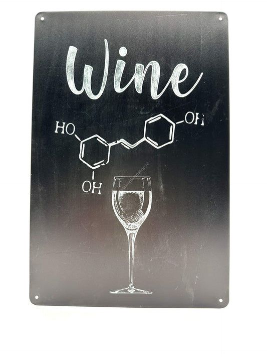 Metalen Wandbord - WINE - DNA