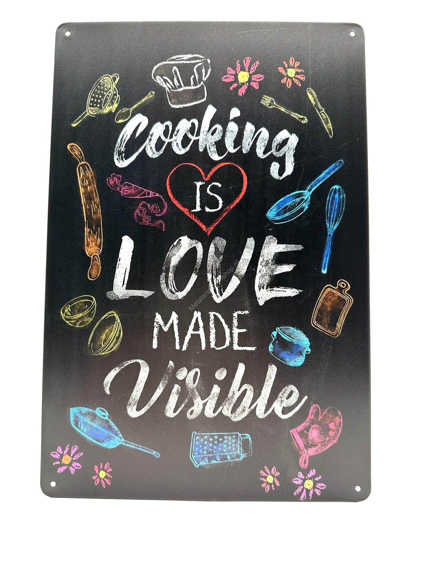 Metal Wall Sign - Cooking is love made visible